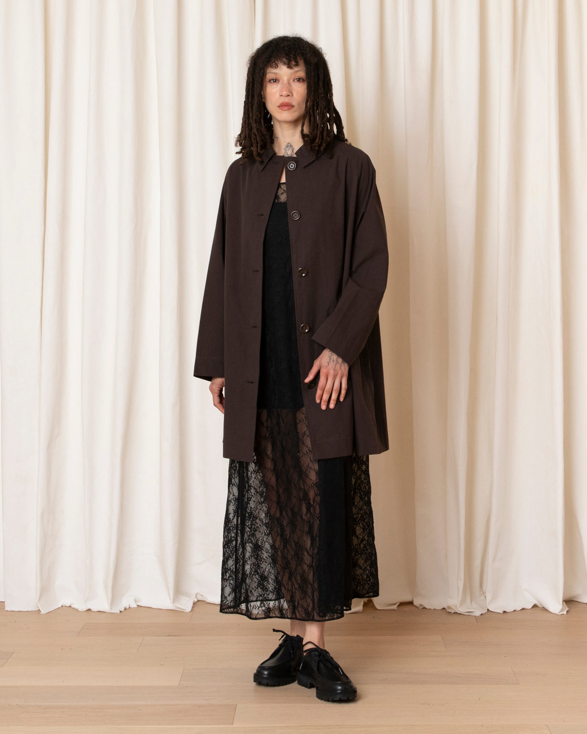 SHORT TRENCH - DARK BROWN