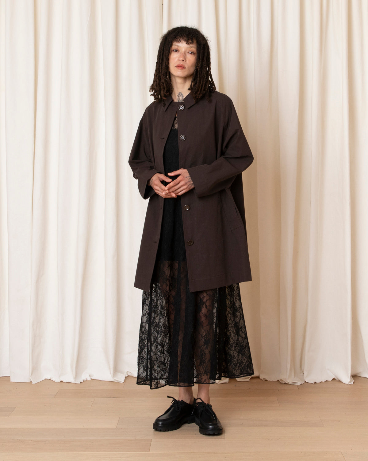 SHORT TRENCH - DARK BROWN