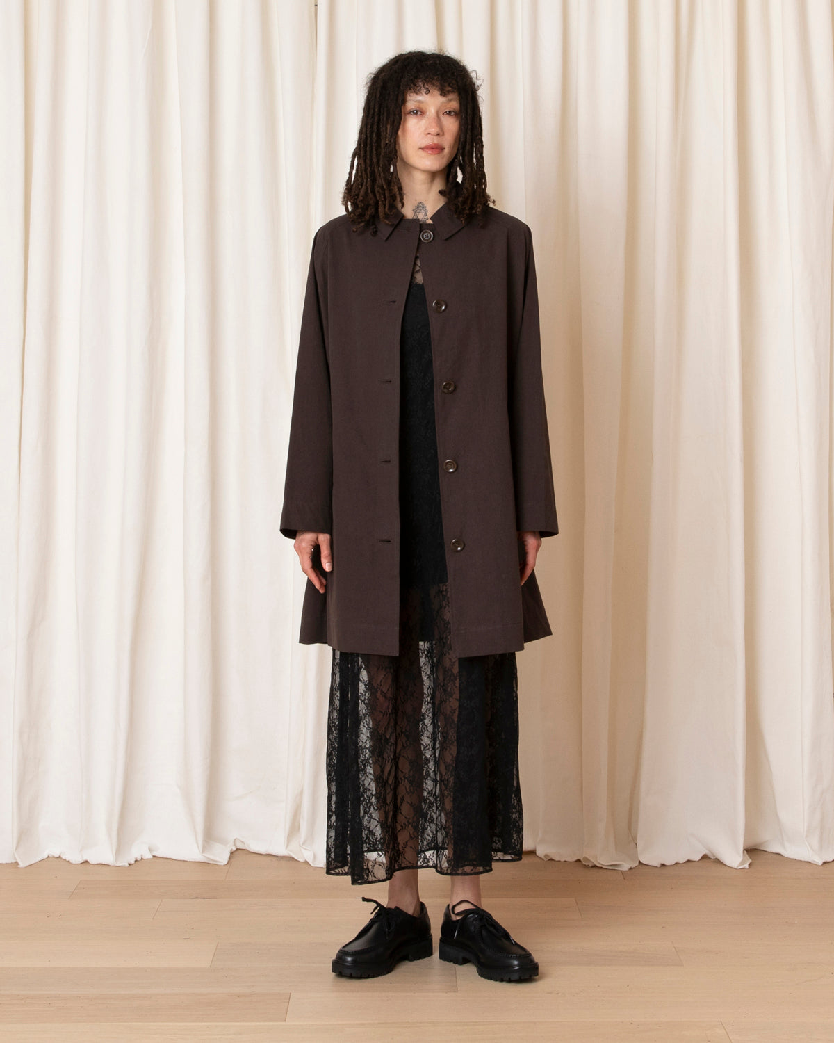 SHORT TRENCH - DARK BROWN