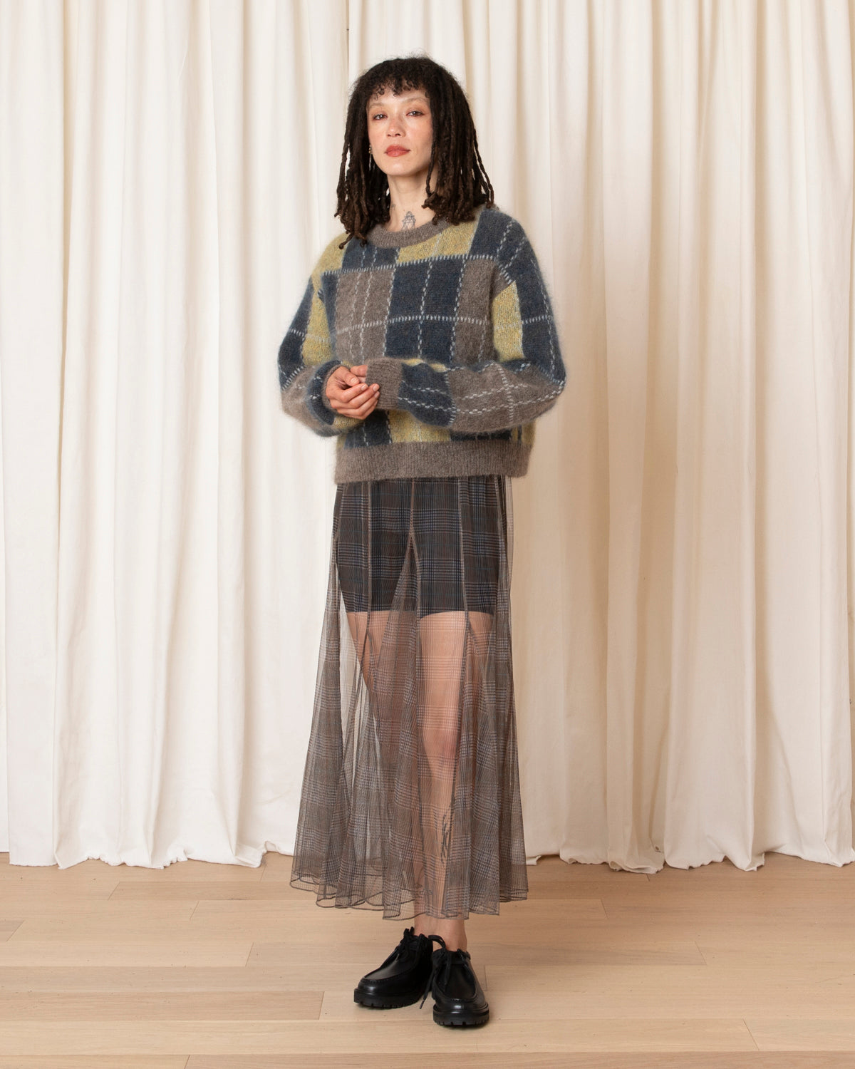 BOXY PLAID PULLOVER