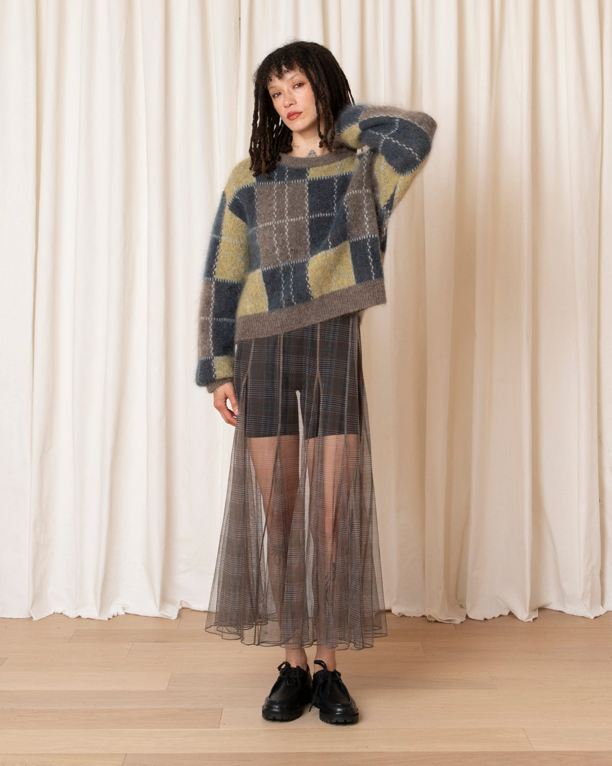 BOXY PLAID PULLOVER