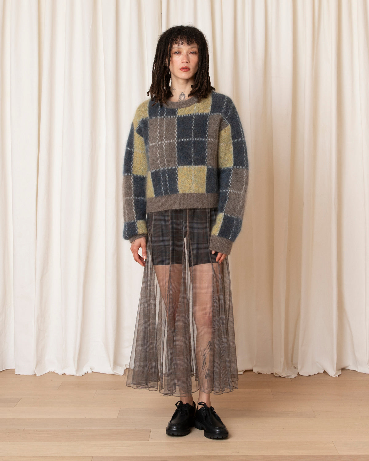 BOXY PLAID PULLOVER