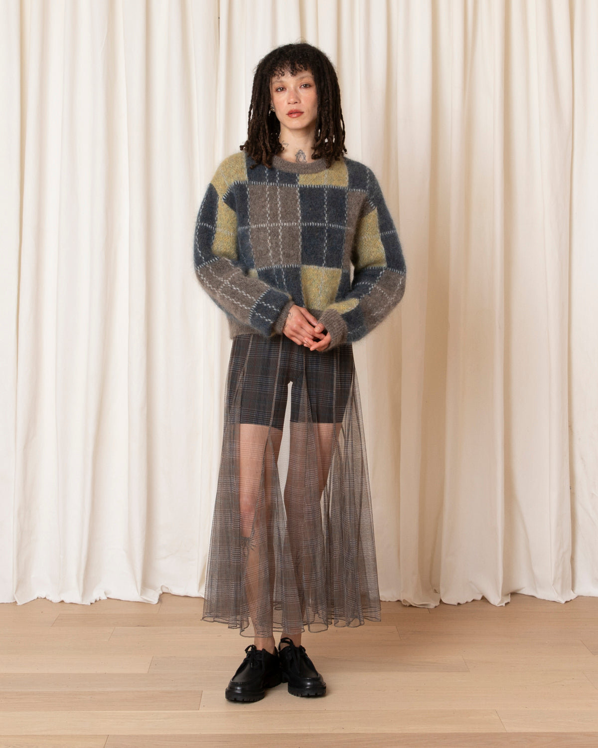 BOXY PLAID PULLOVER