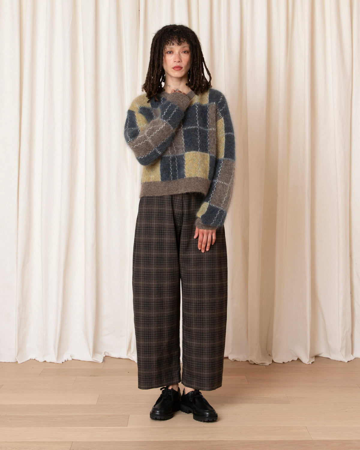 BOXY PLAID PULLOVER