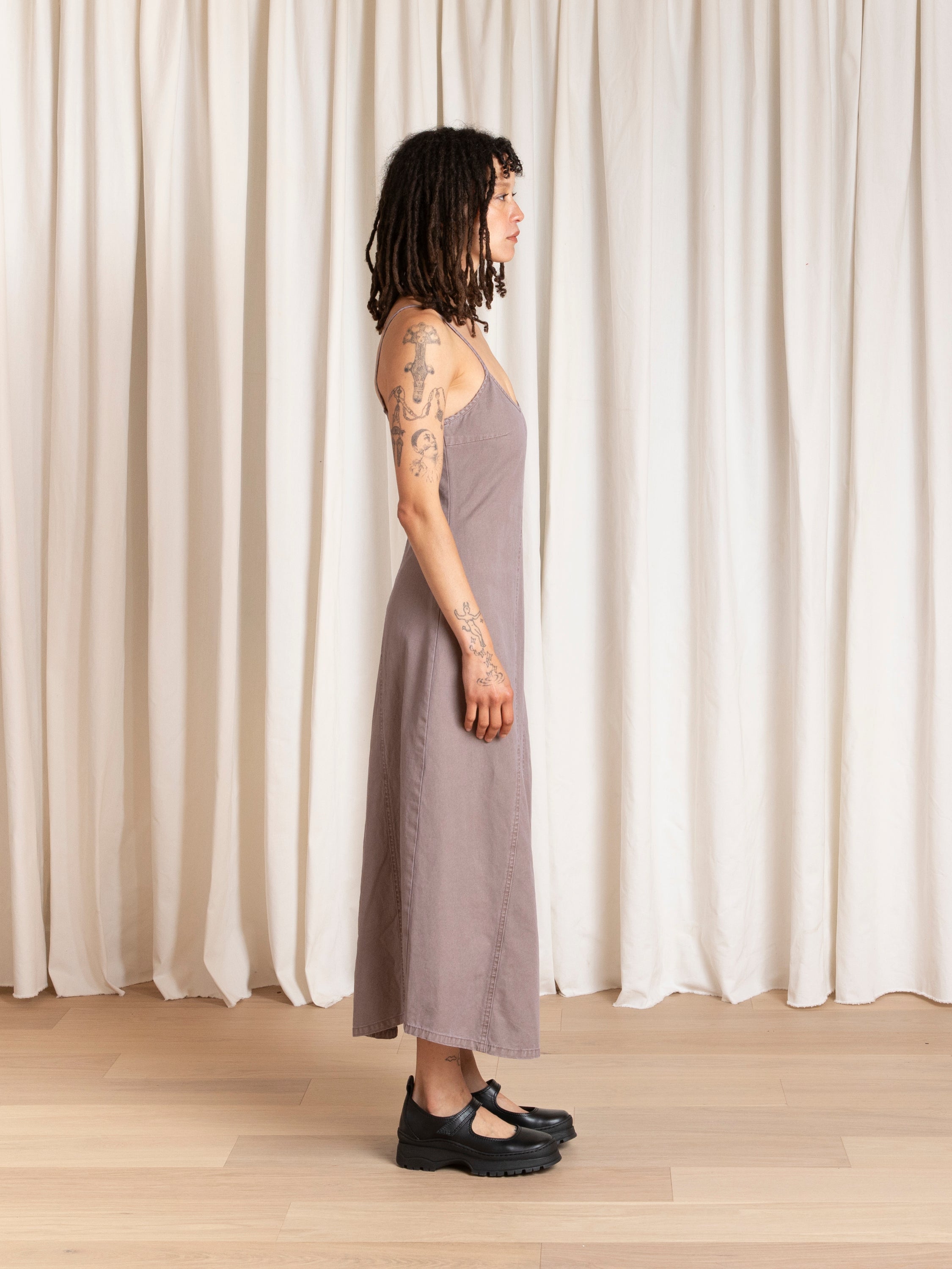 SEAMED TANK DRESS - MAUVE