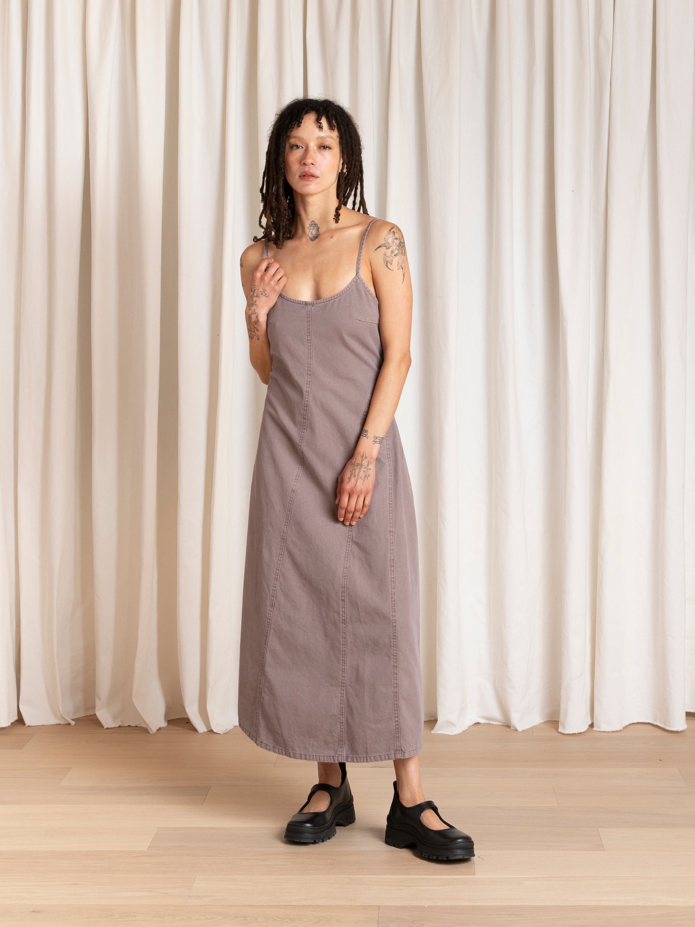 SEAMED TANK DRESS - MAUVE