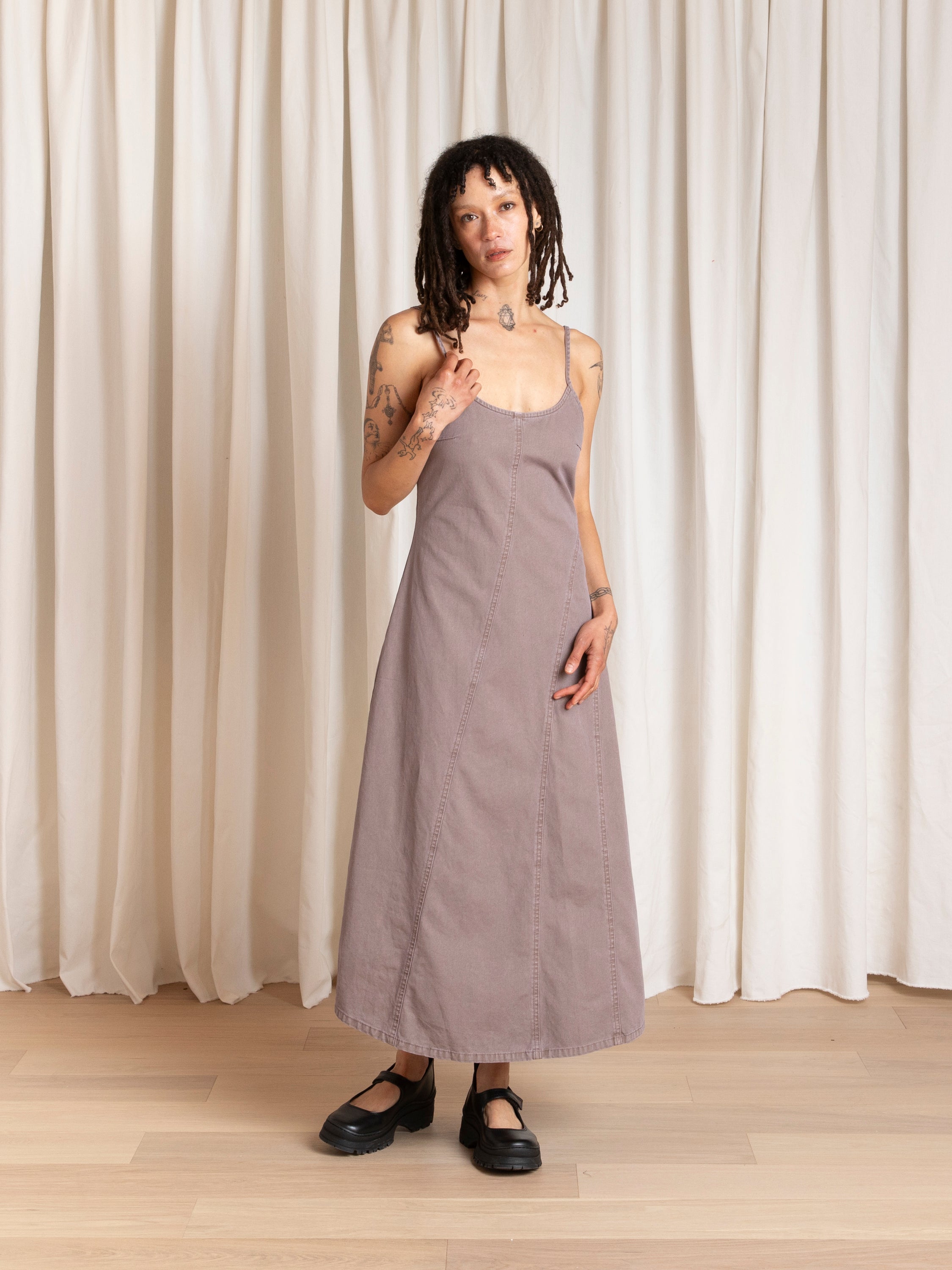SEAMED TANK DRESS - MAUVE