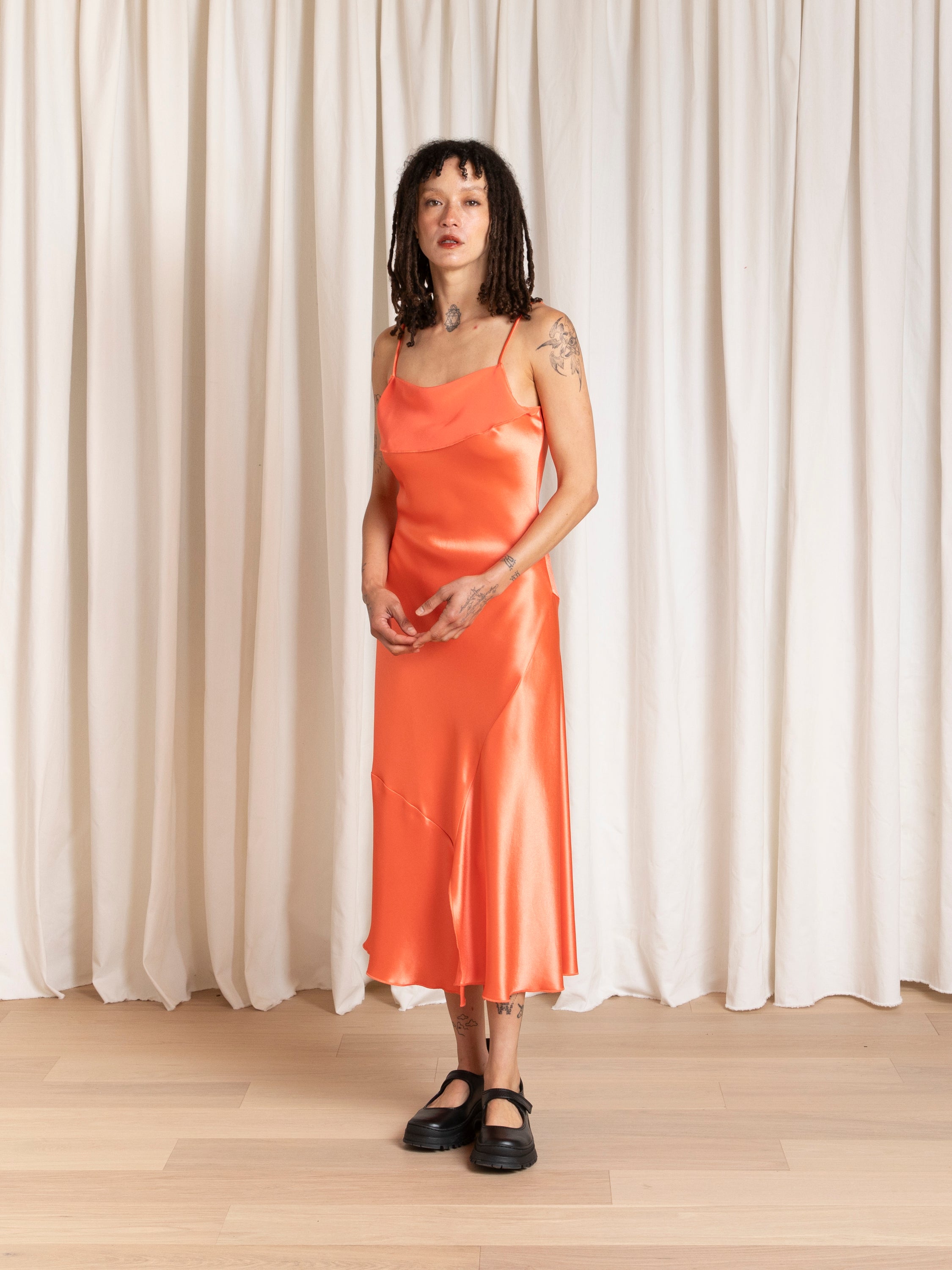 ASYMMETRICAL TANK DRESS - NEON ORANGE