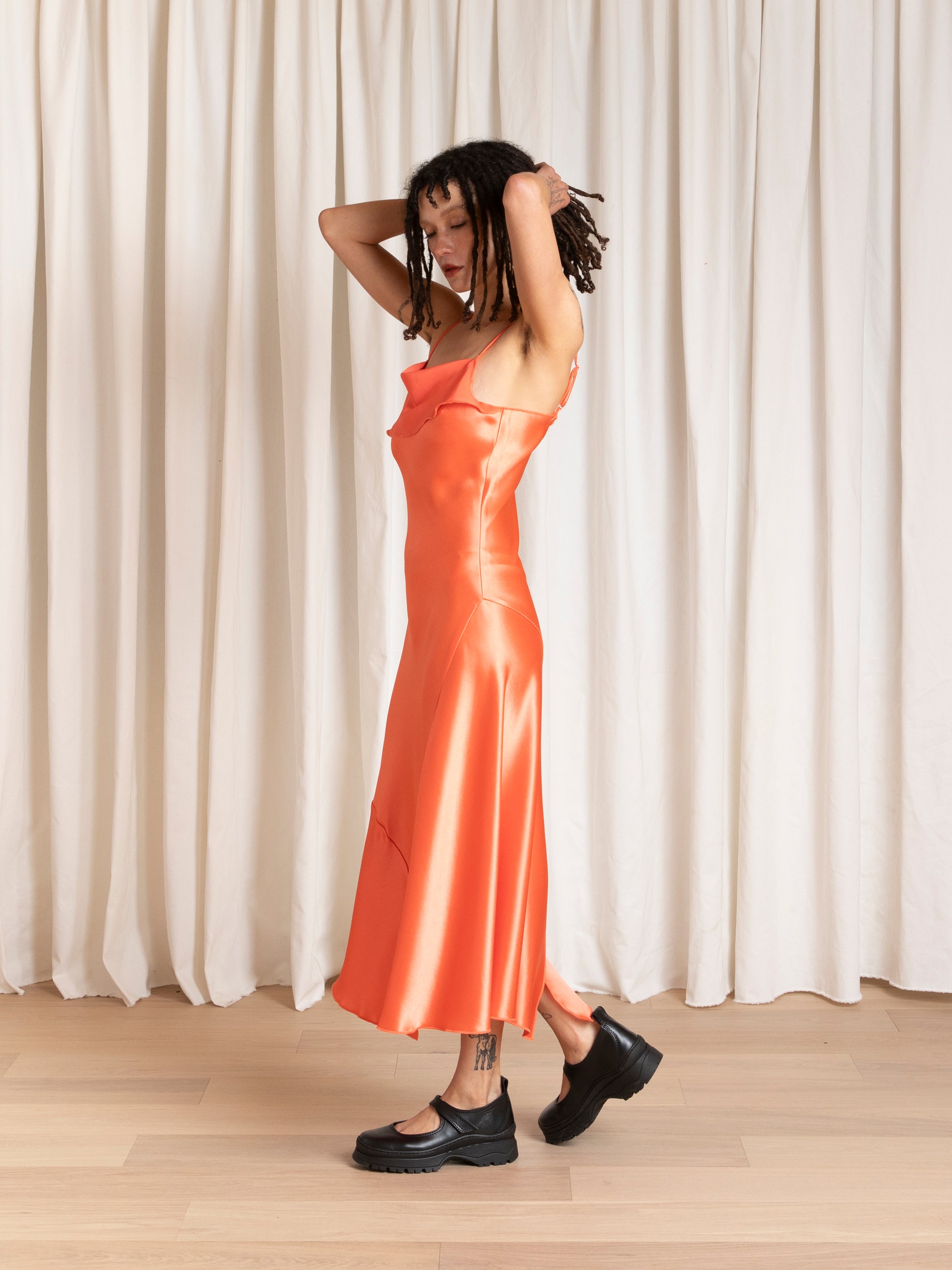 ASYMMETRICAL TANK DRESS - NEON ORANGE
