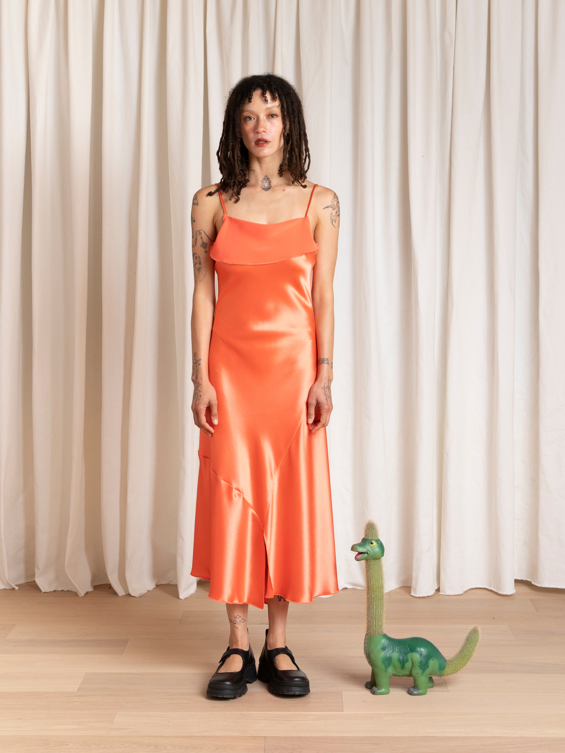 ASYMMETRICAL TANK DRESS - NEON ORANGE