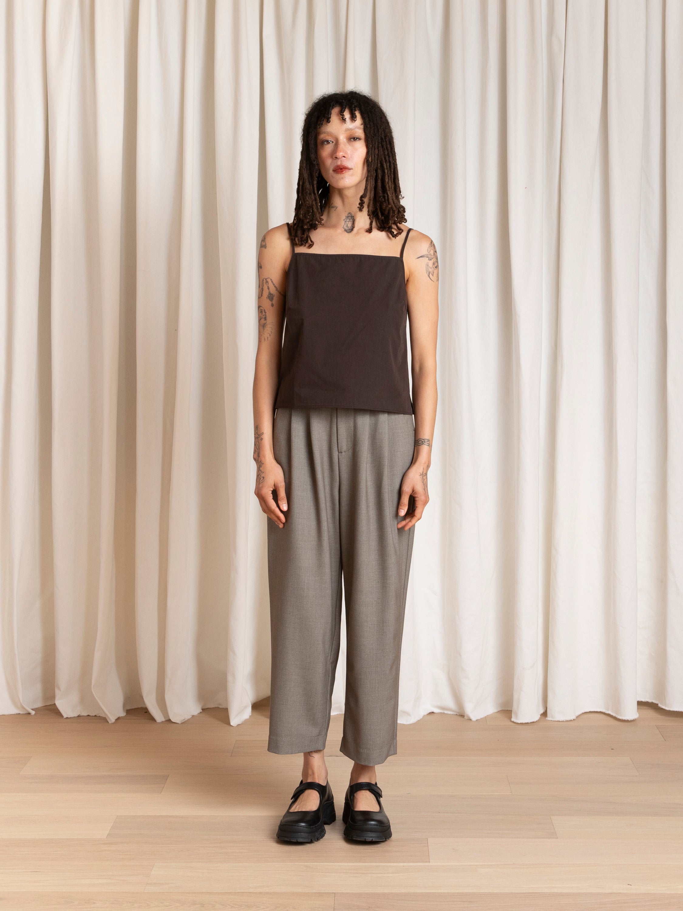 SLIP TOP - PINK/BROWN STRIPE