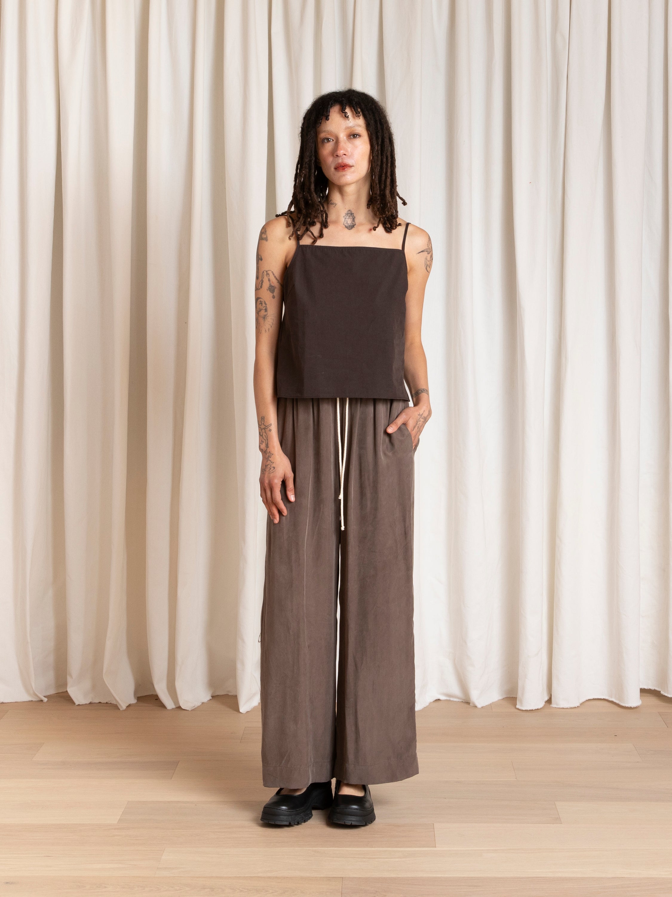 SLIP TOP - PINK/BROWN STRIPE