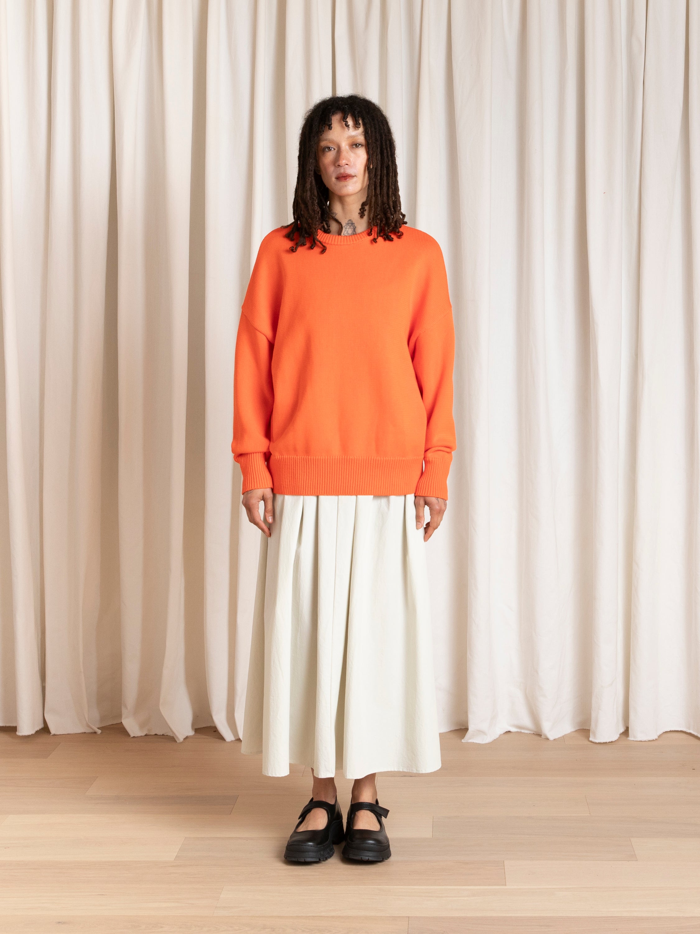 CHUNKY COTTON PULLOVER - NEON ORANGE