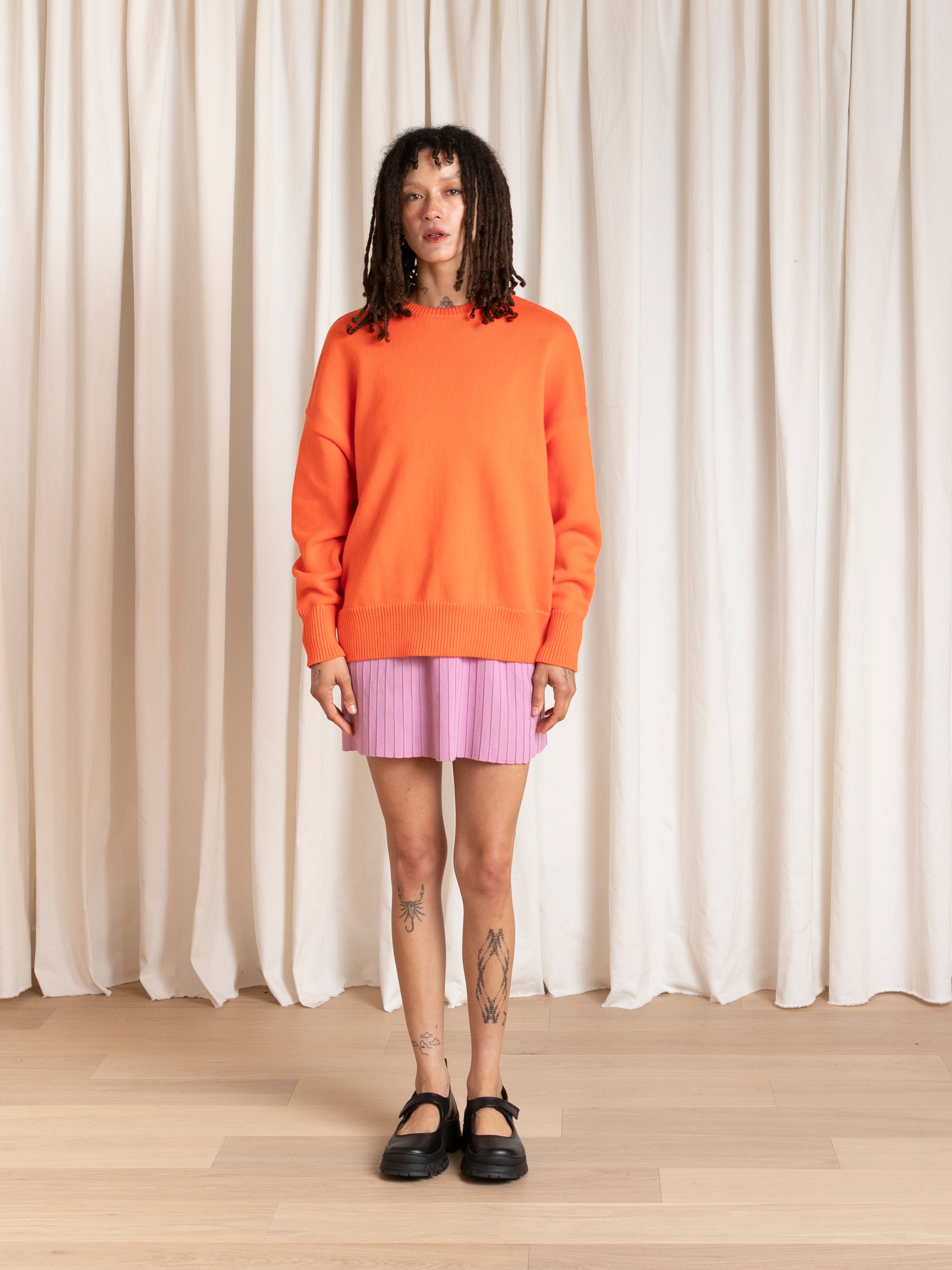 CHUNKY COTTON PULLOVER - NEON ORANGE