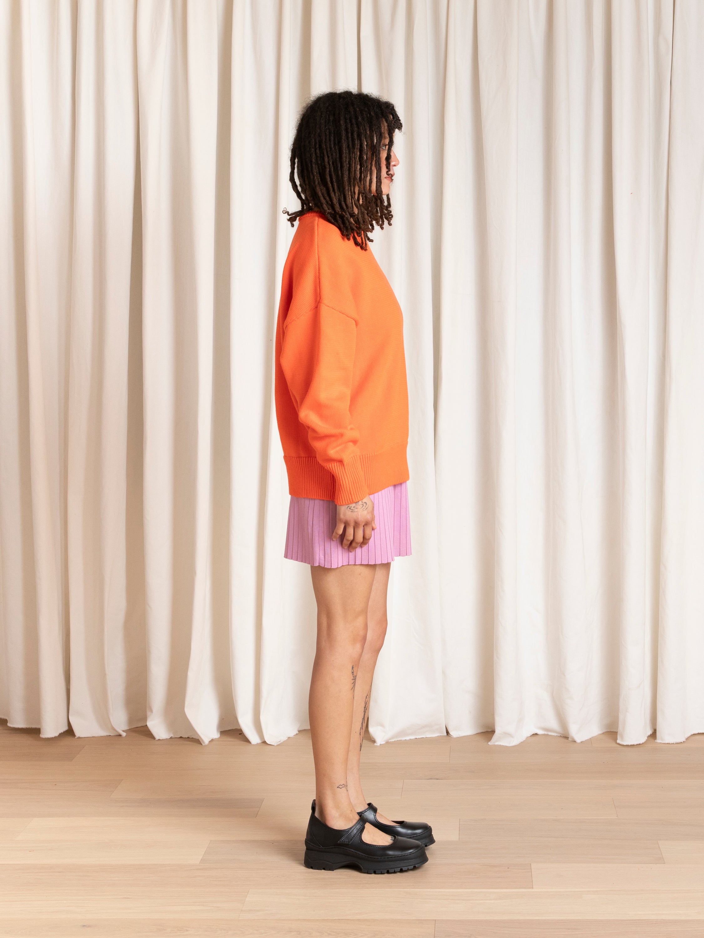 CHUNKY COTTON PULLOVER - NEON ORANGE