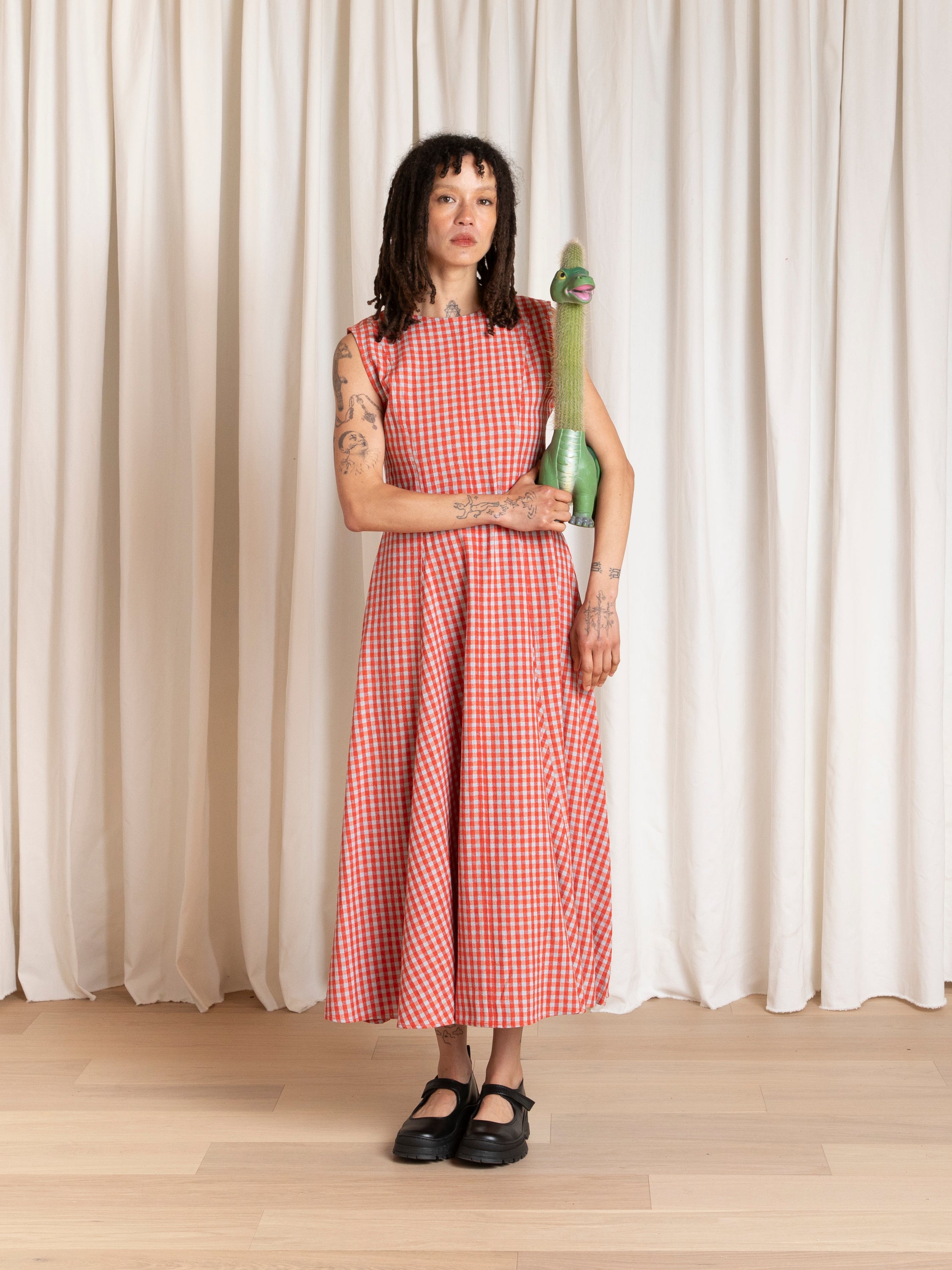 PLAID MINI DRESS - POPPY/FUCK ICE LARGE PLAID