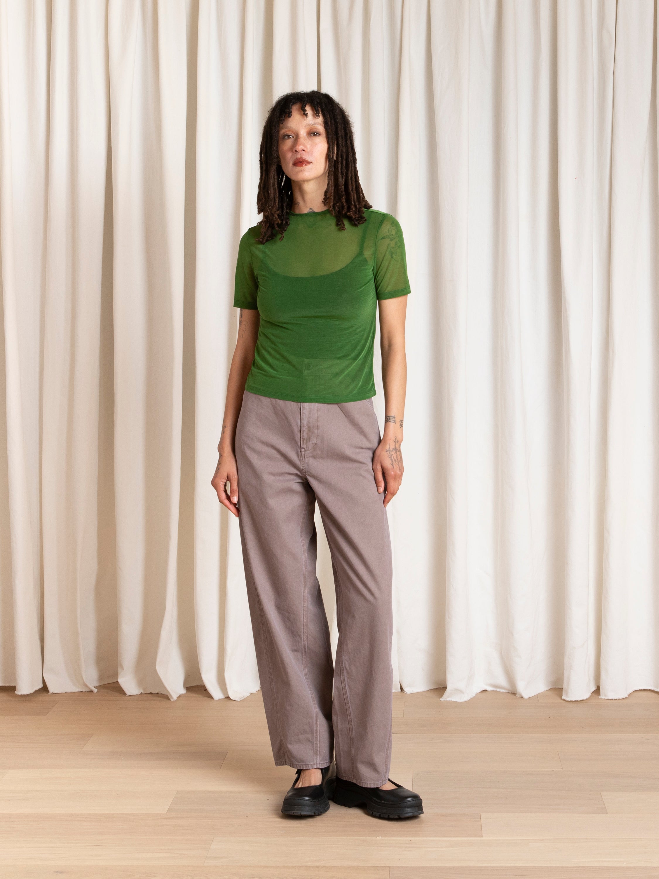 FITTED BARREL PANT - MAUVE