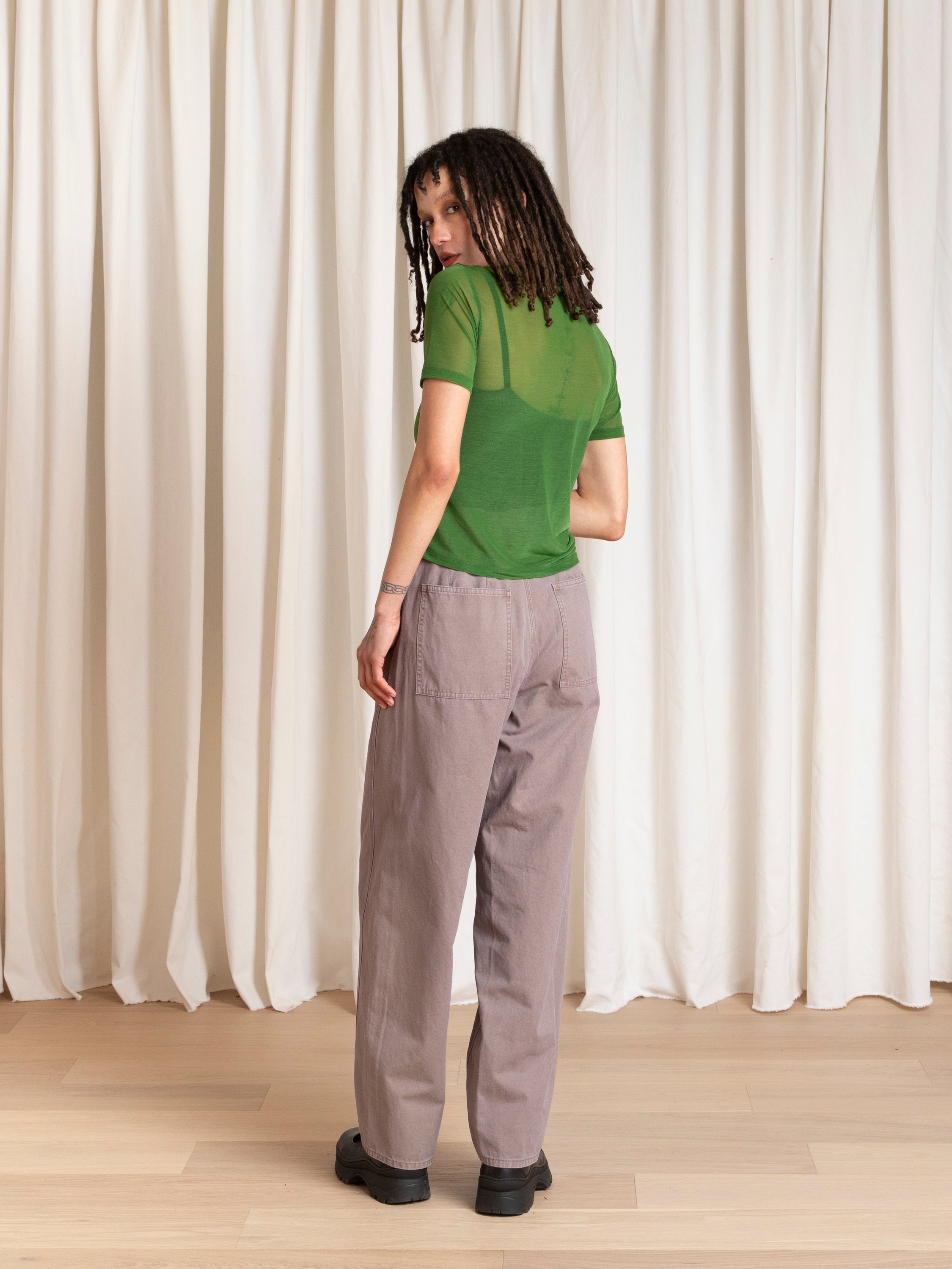 FITTED BARREL PANT - MAUVE