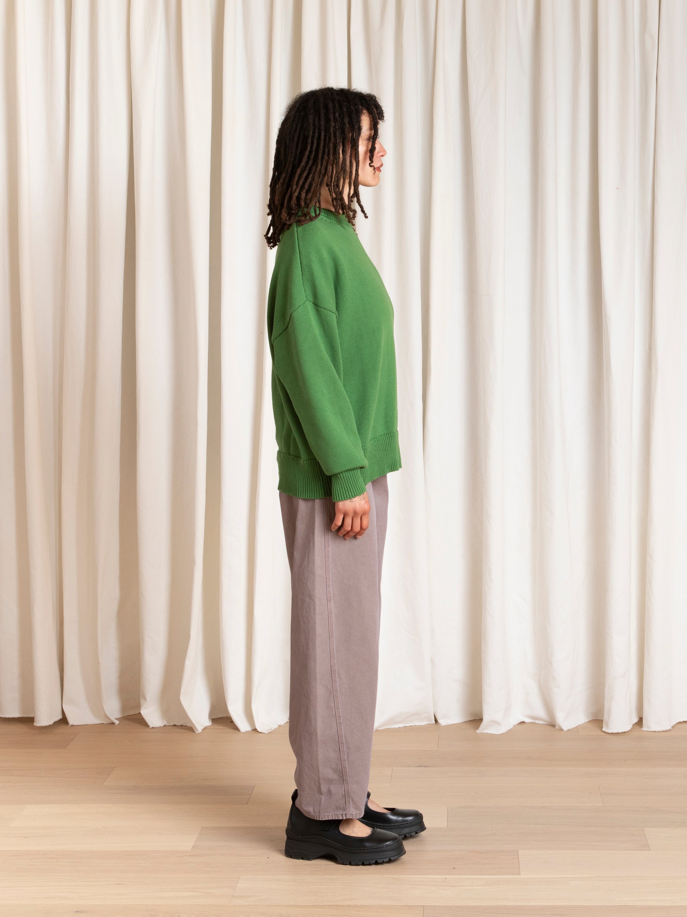 CHUNKY COTTON PULLOVER - GRASS GREEN