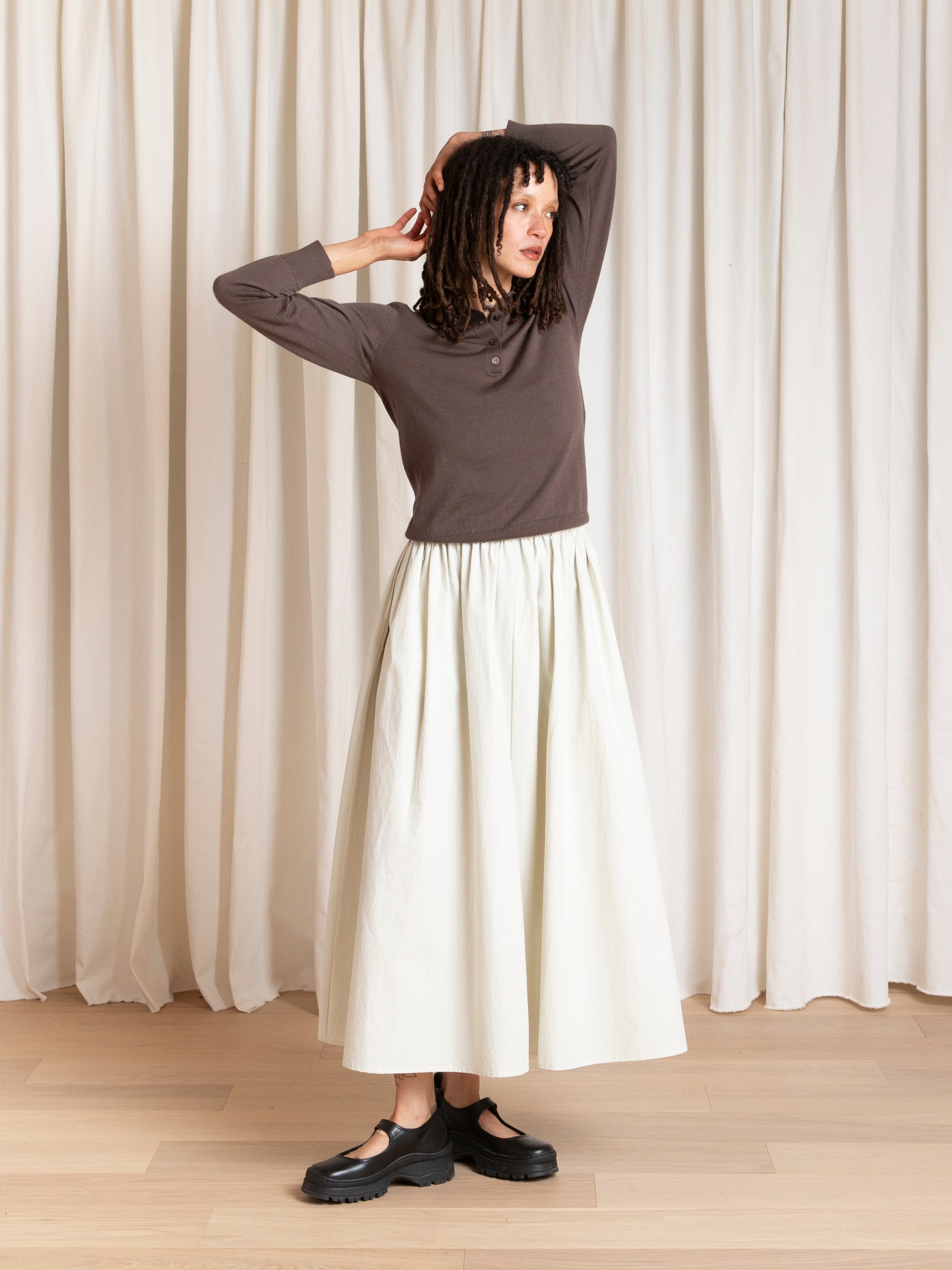 FULL SKIRT - DARK BROWN