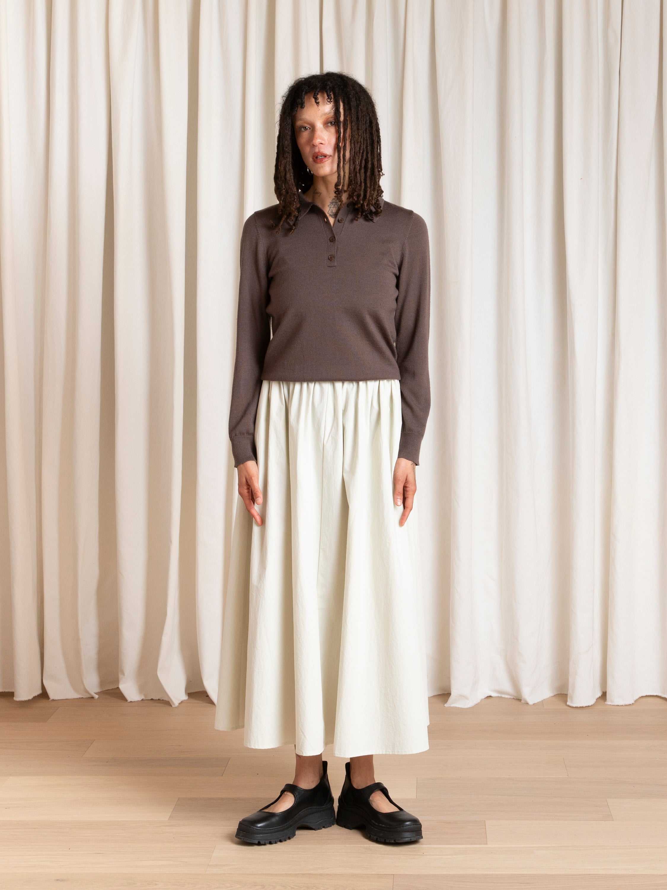 FULL SKIRT - DARK BROWN