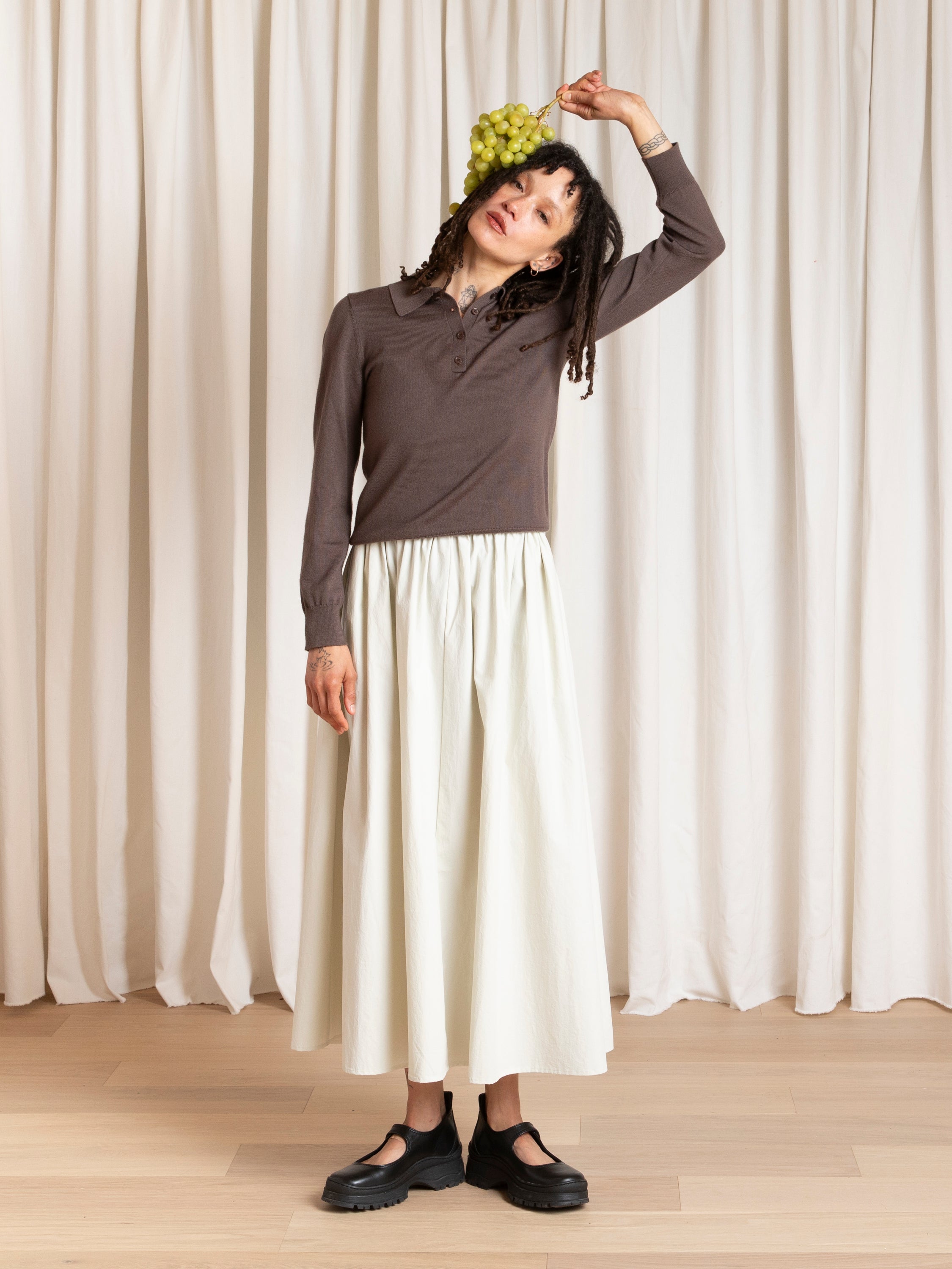 FULL SKIRT - DARK BROWN