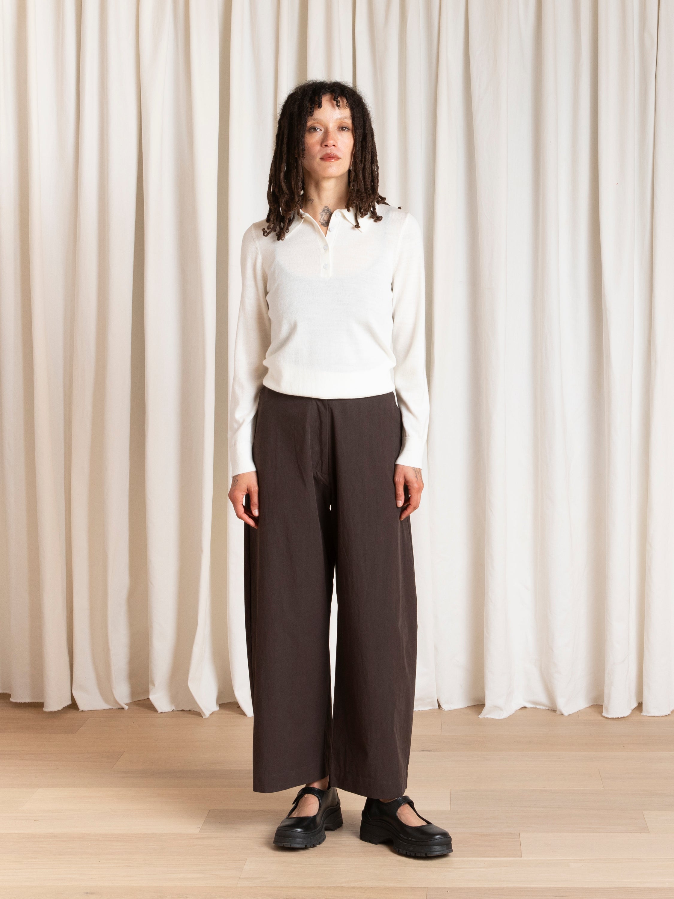 FITTED POLO PULLOVER - CREAM