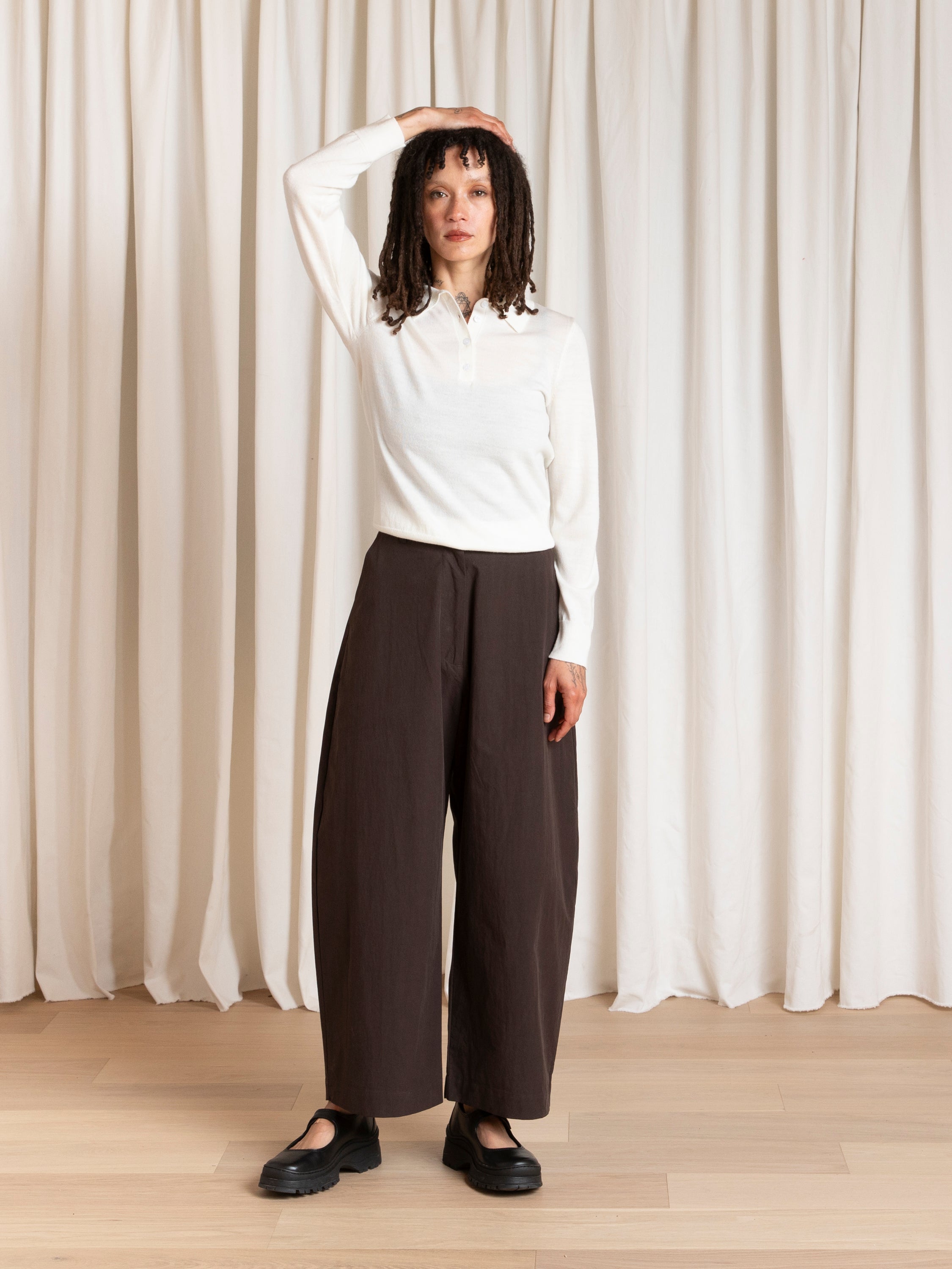 SPRING LOOSE BARREL PANT - DARK BROWN