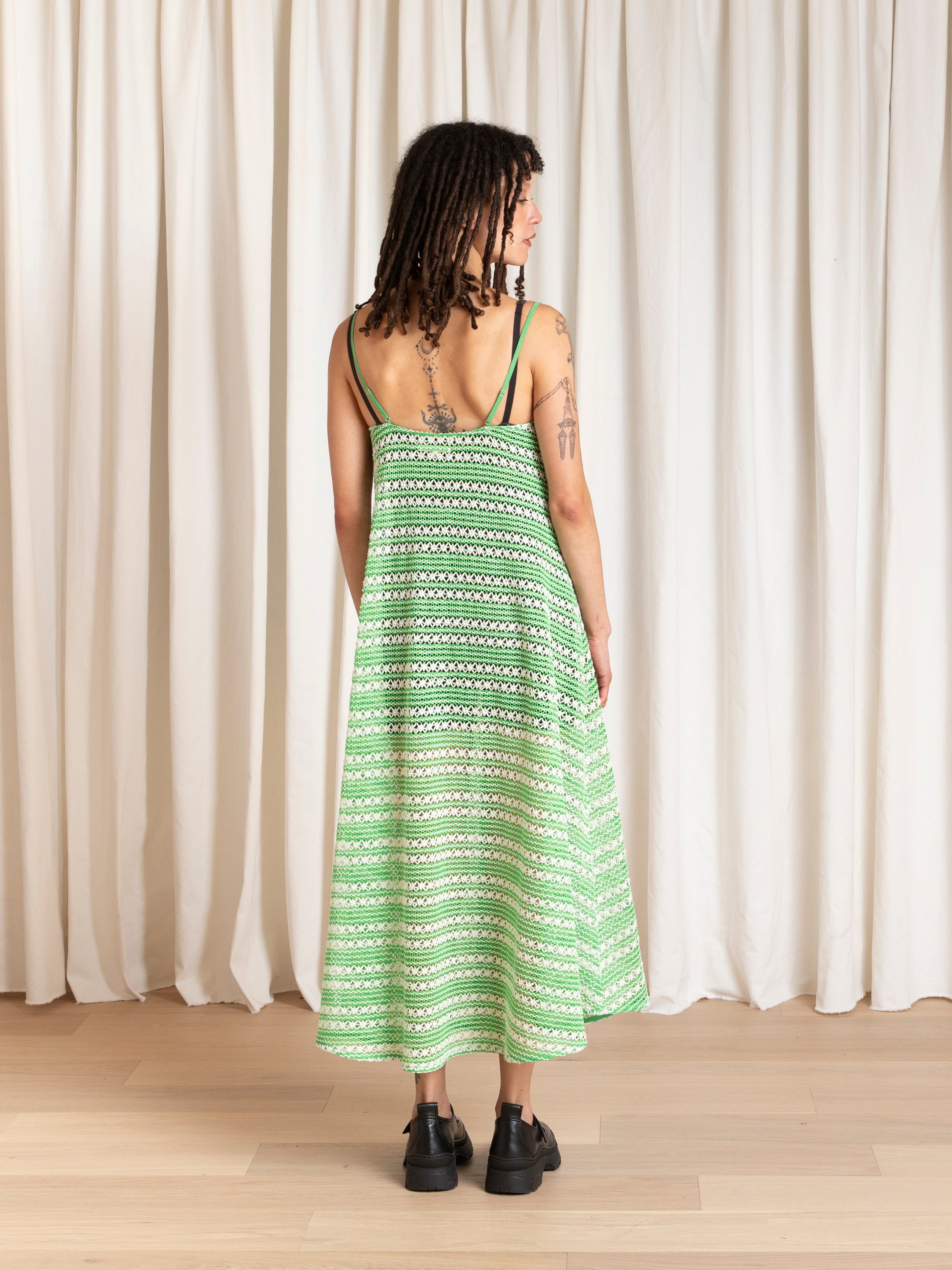 FULL HEM DRESS - LIME/IVORY CROCHET