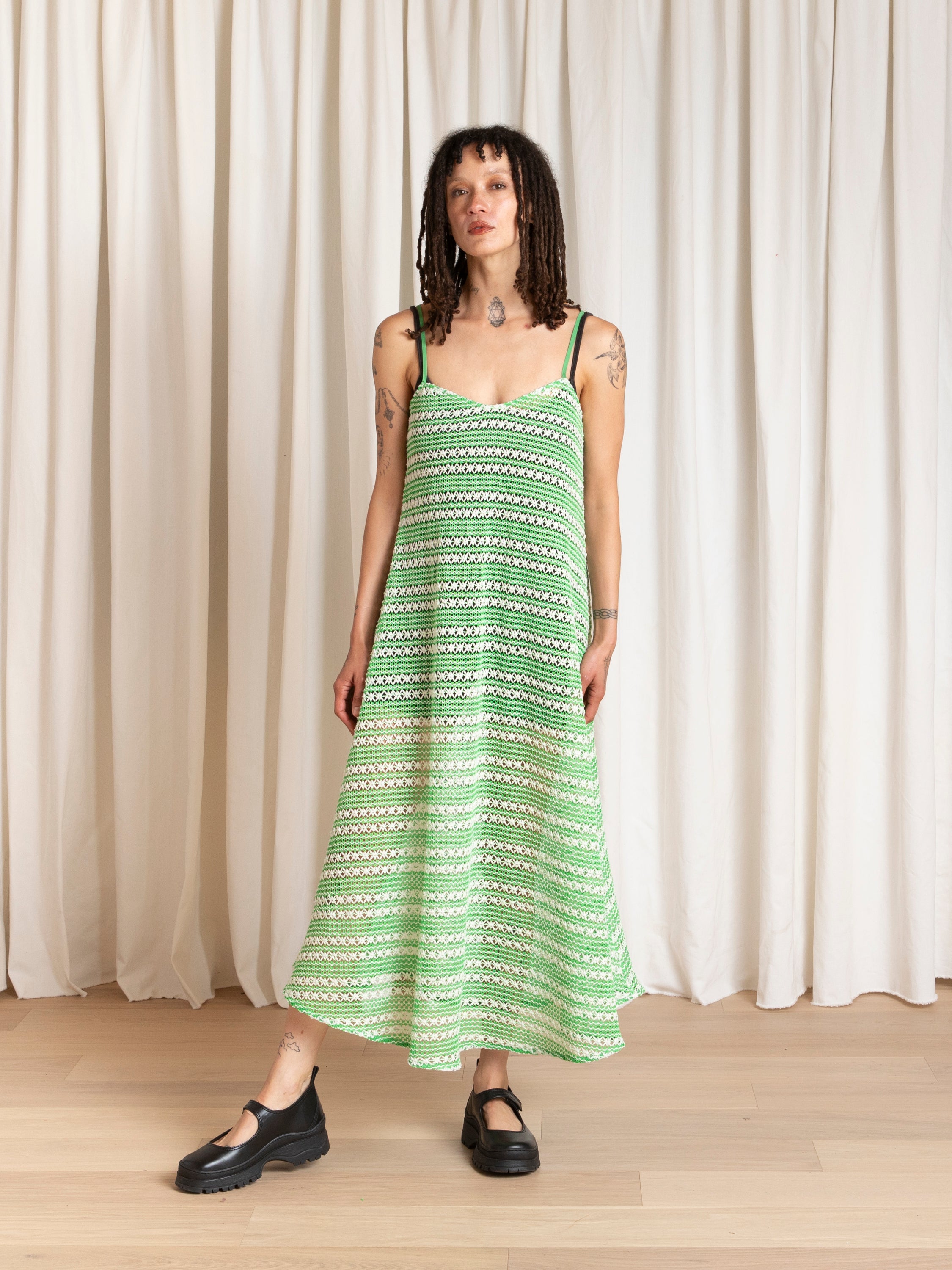 FULL HEM DRESS - LIME/IVORY CROCHET
