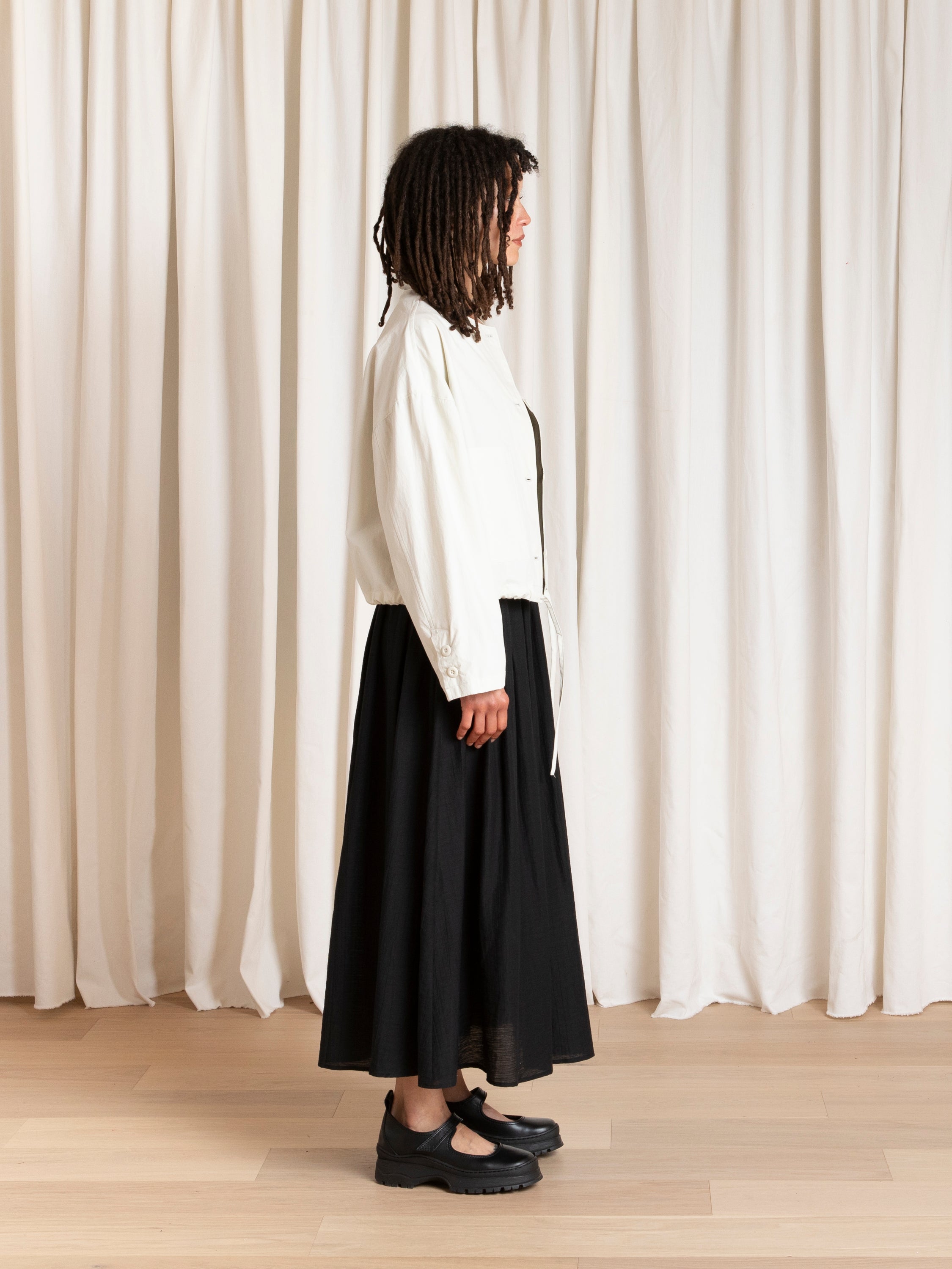 SPRING CROPPED DRAWSTRING JACKET - ECRU