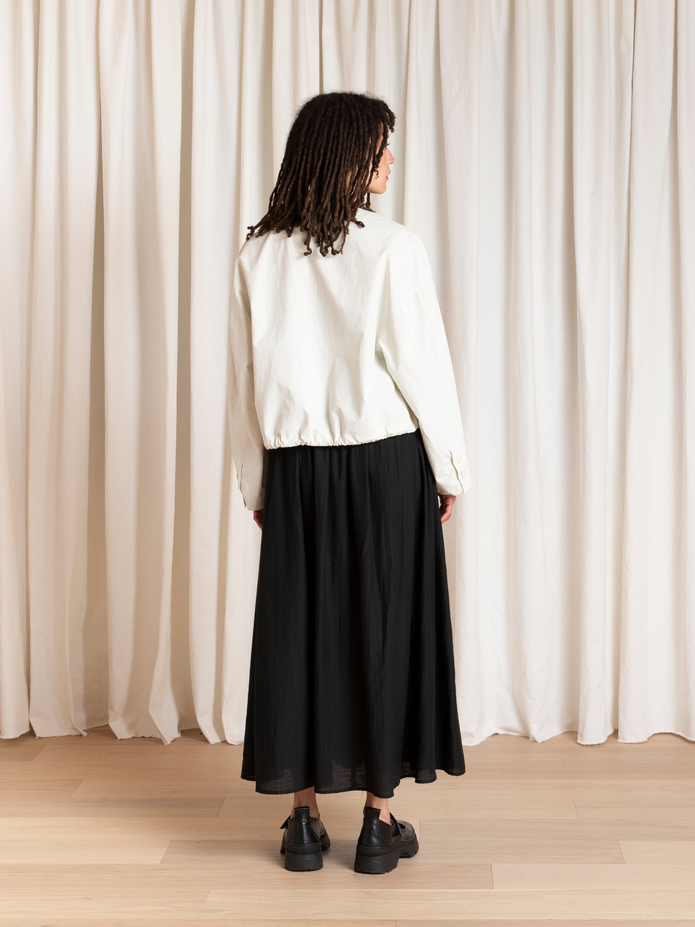 SPRING CROPPED DRAWSTRING JACKET - ECRU