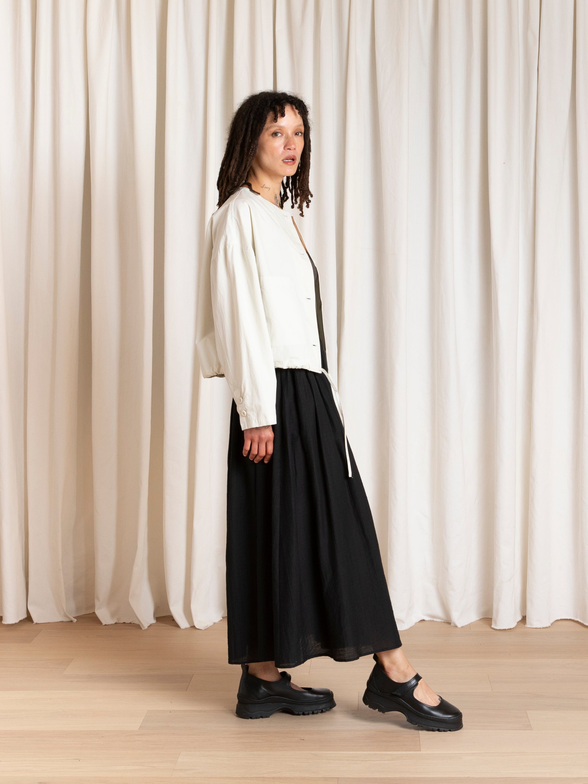 SPRING CROPPED DRAWSTRING JACKET - ECRU