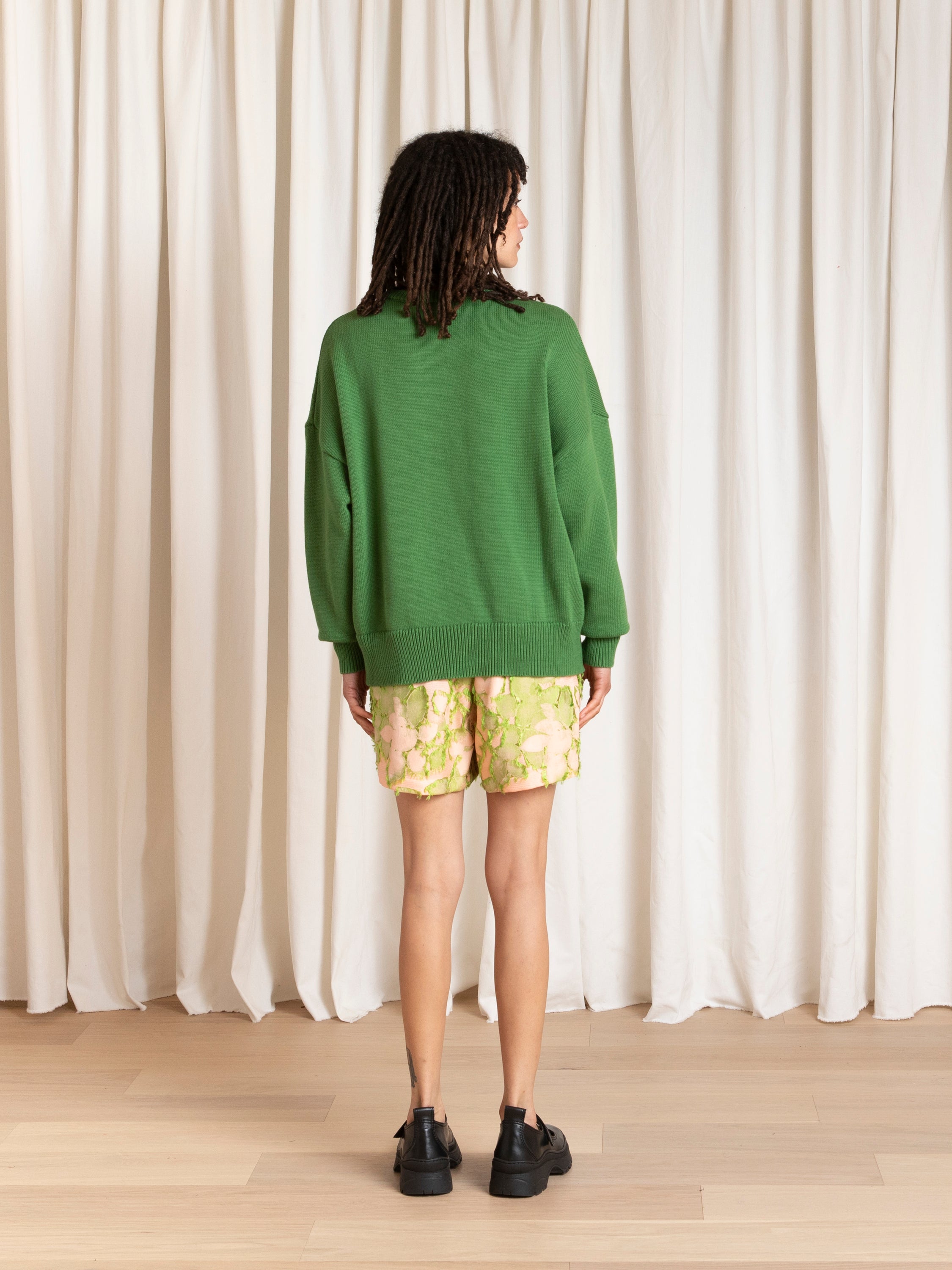 CHUNKY COTTON PULLOVER - GRASS GREEN