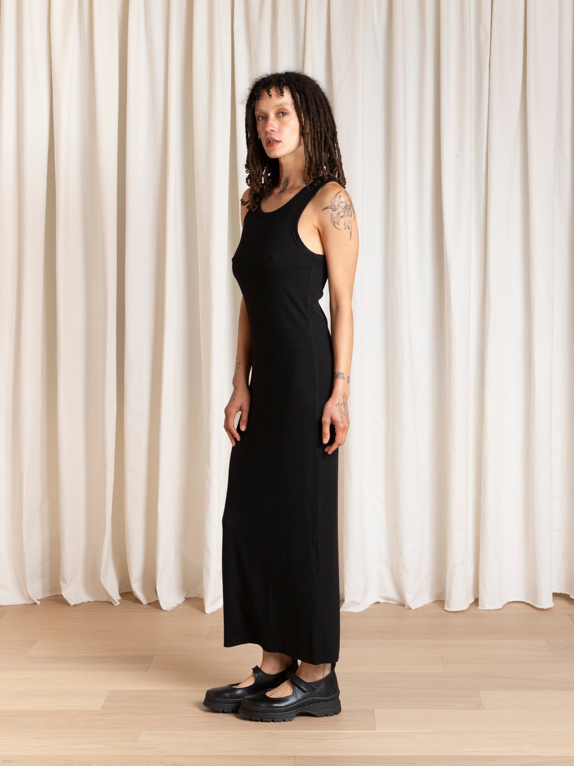 RIBBED DRESS - BLACK