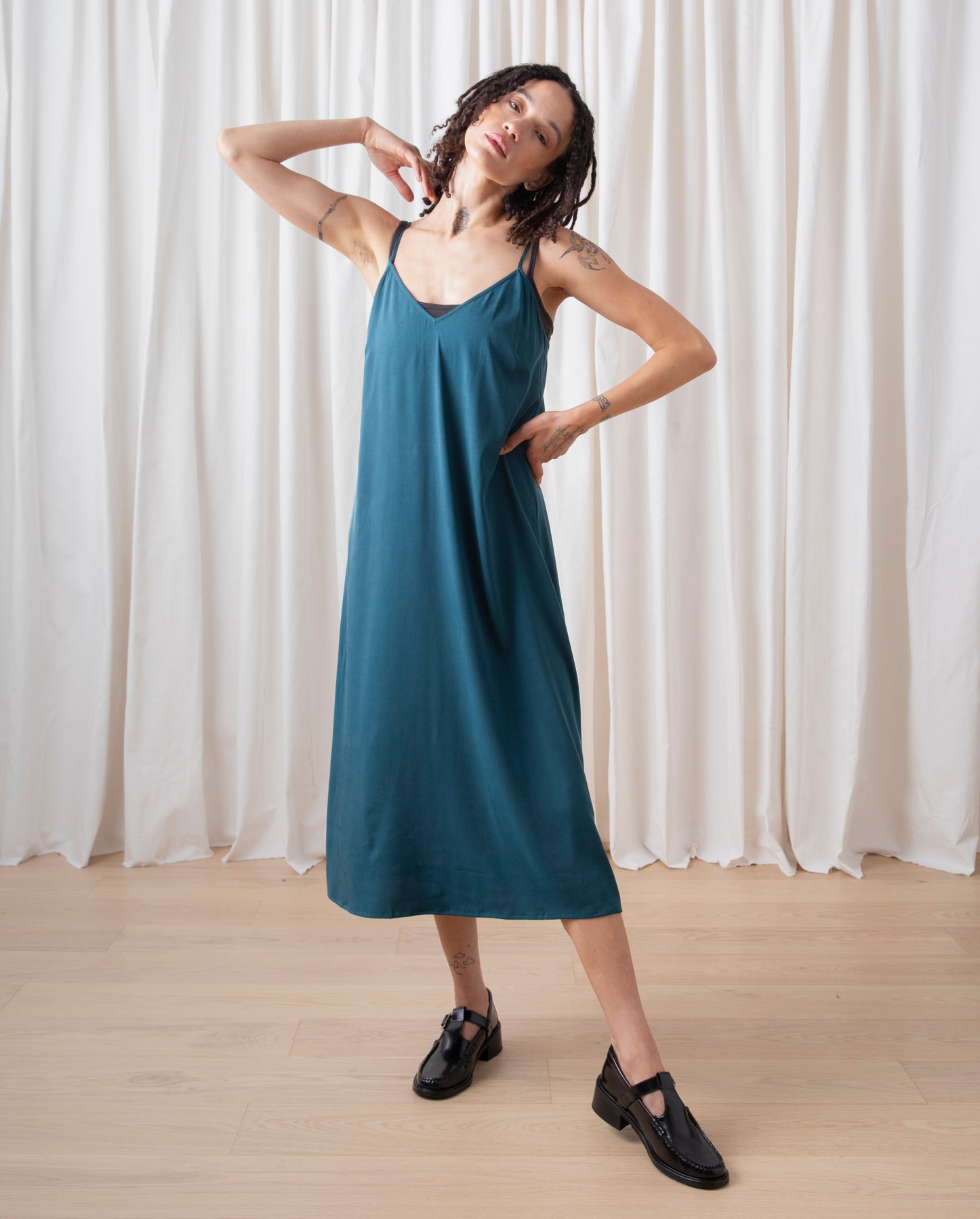 SLIP DRESS - DEEP TEAL