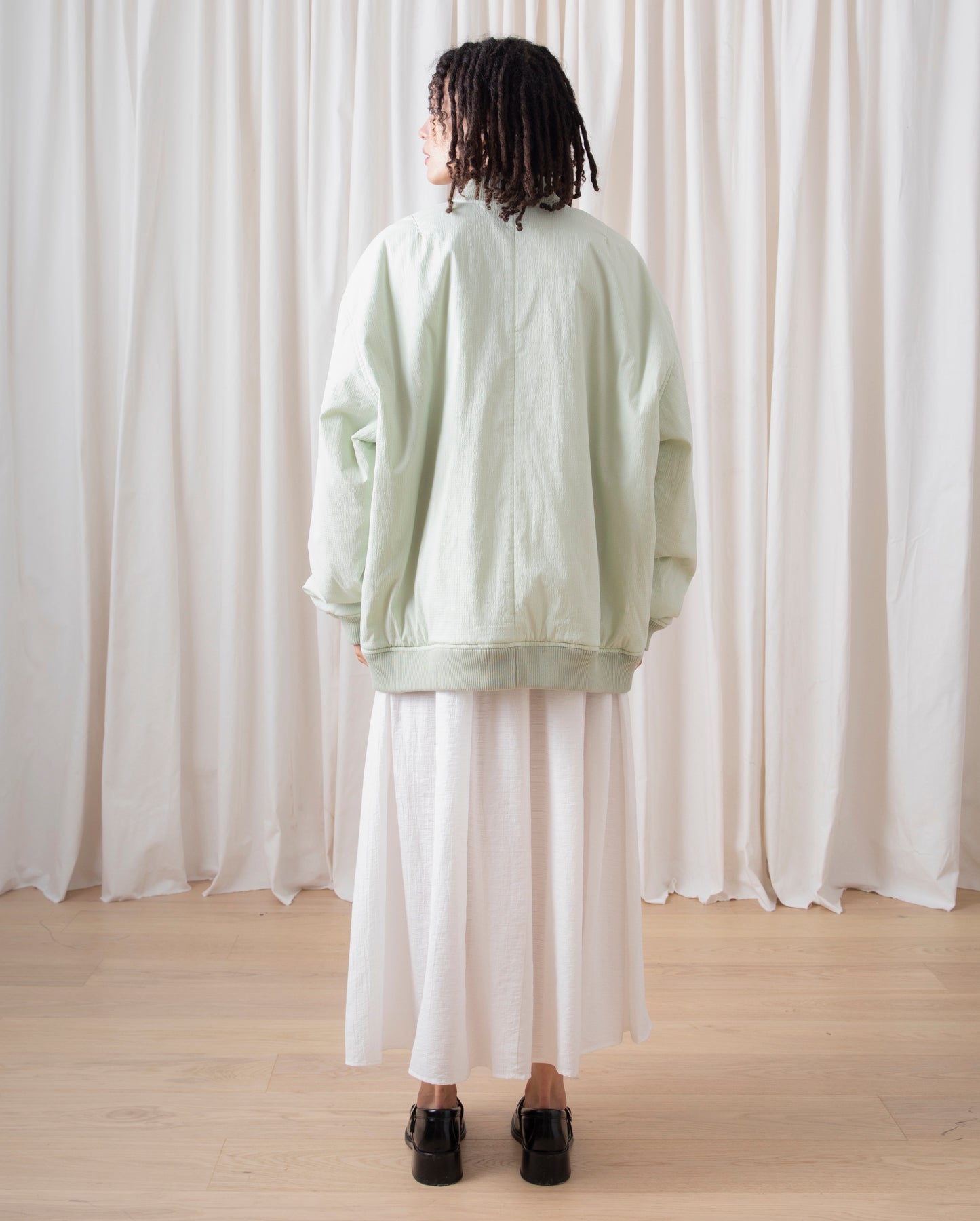 OVERSIZED BOMBER JACKET - LIGHT MINT SEERSUCKER