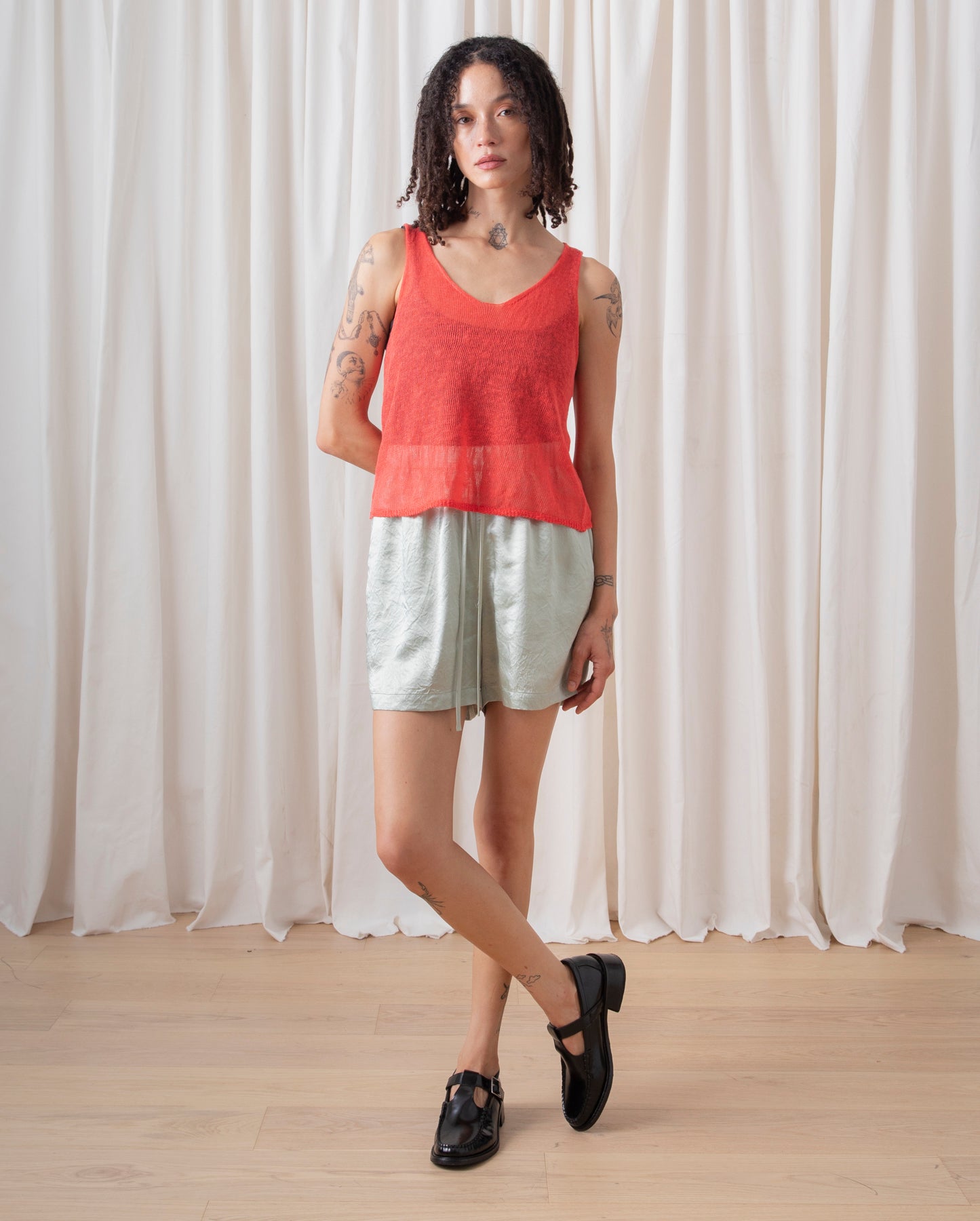 DRAWSTRING SHORTS - PINK/BROWN STRIPE