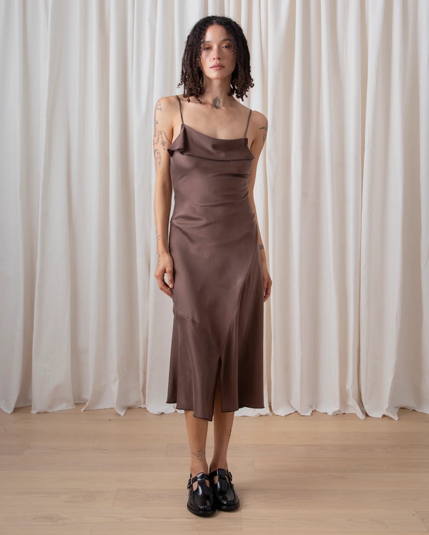 SAMPLE - SILK ASYMMETRICAL TANK DRESS - LIGHT MINT