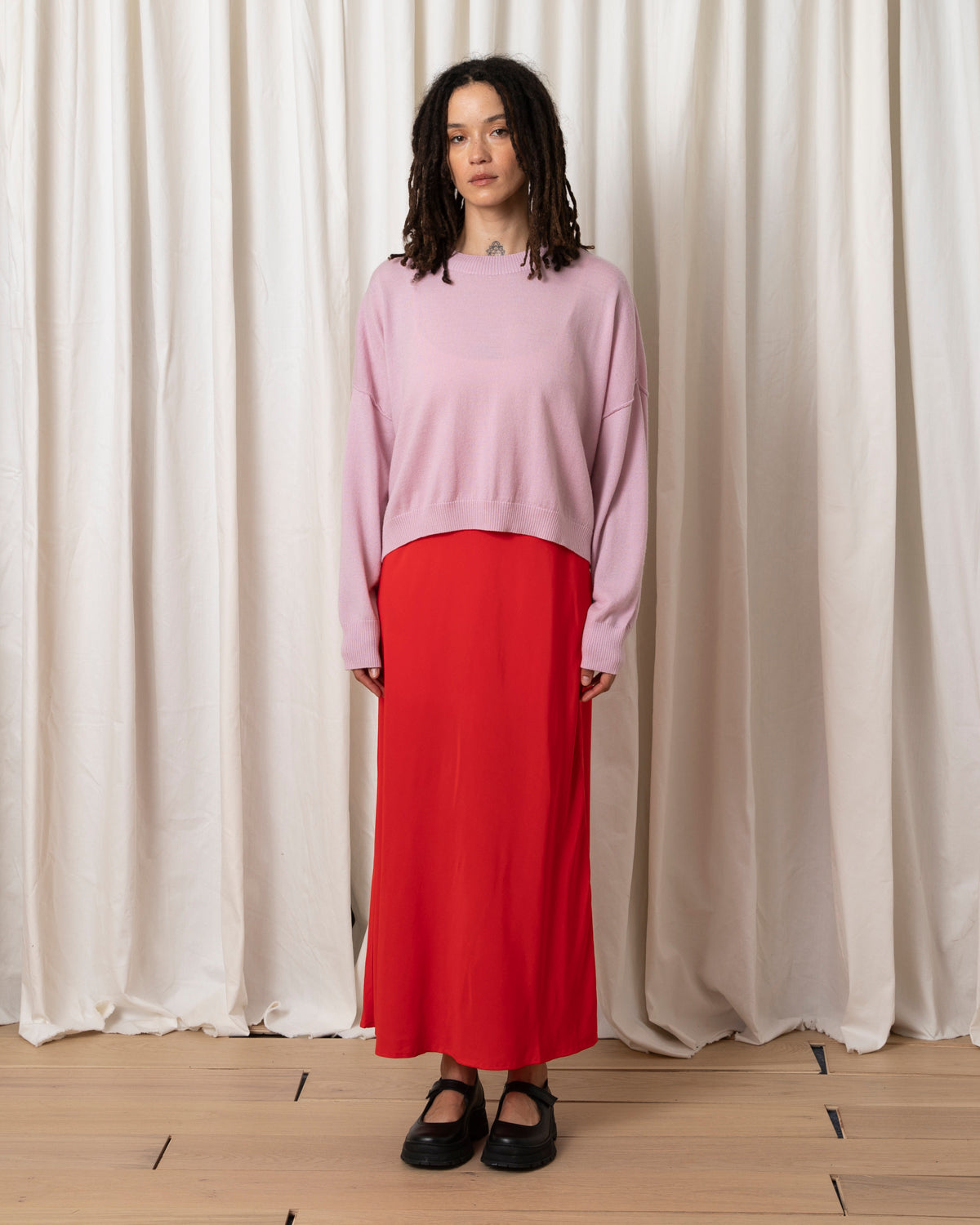 SLIM MIDI SKIRT - POPPY