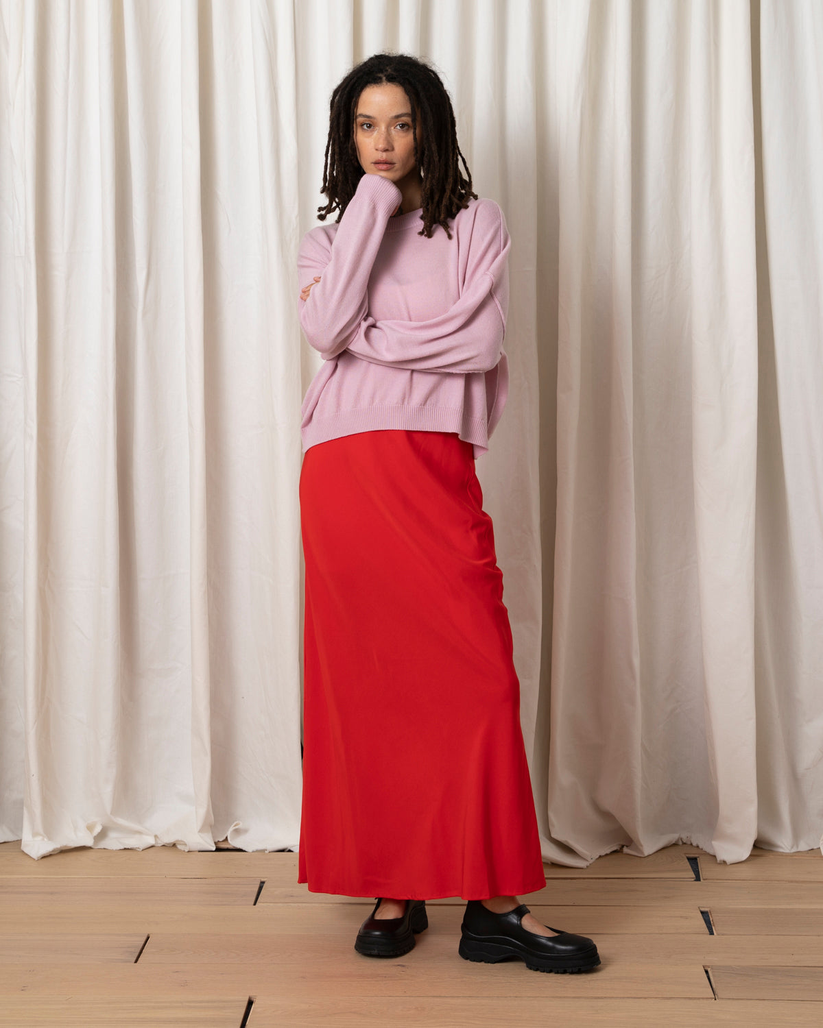 SLIM MIDI SKIRT - POPPY