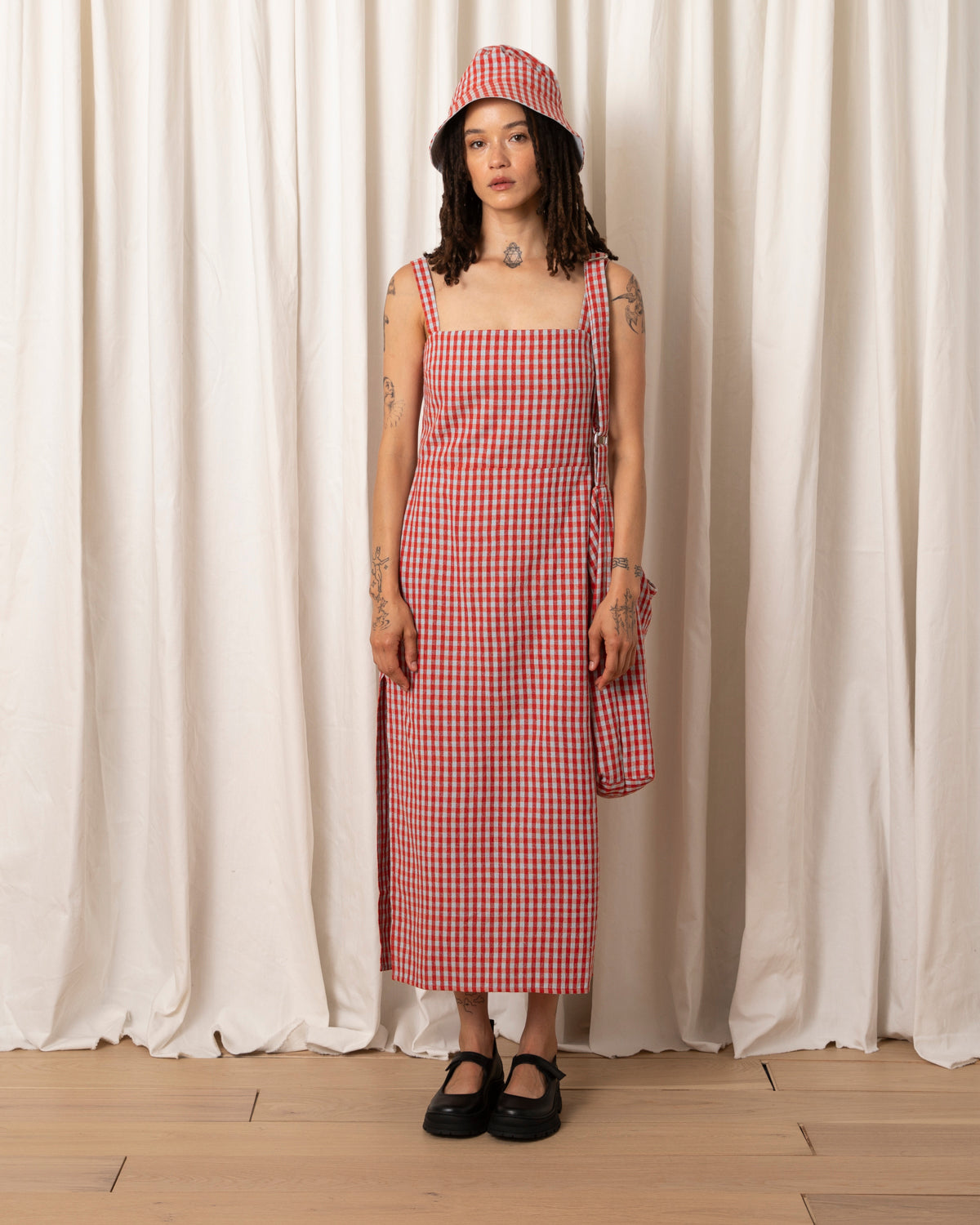 COLUMN DRESS - POPPY/ICE GINGHAM