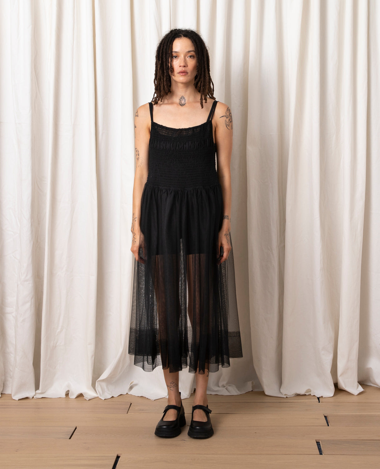 MESH BALLERINA DRESS - BLACK