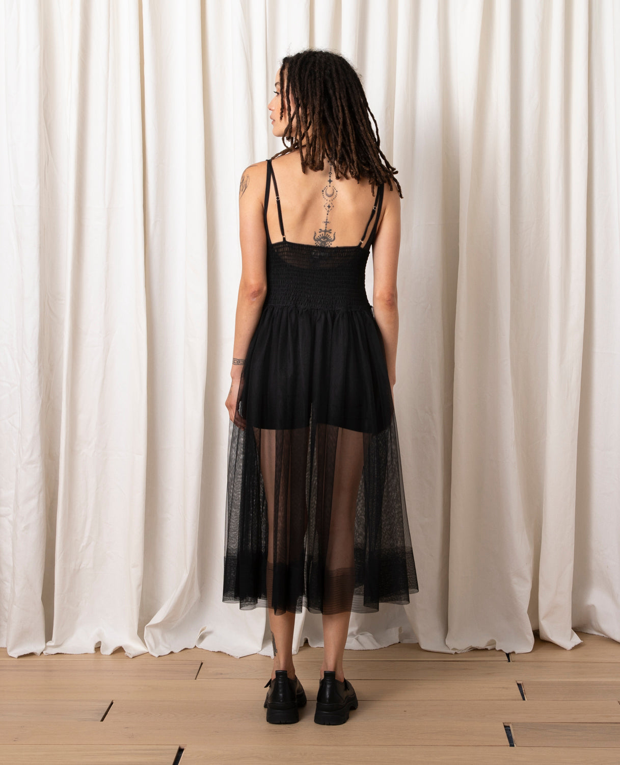 MESH BALLERINA DRESS - BLACK