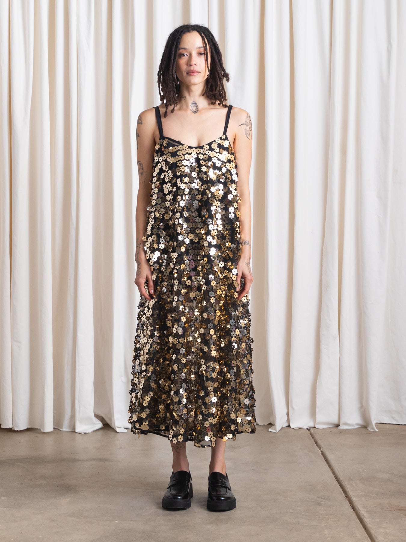 FULL HEM DRESS - FLOWER SEQUINS