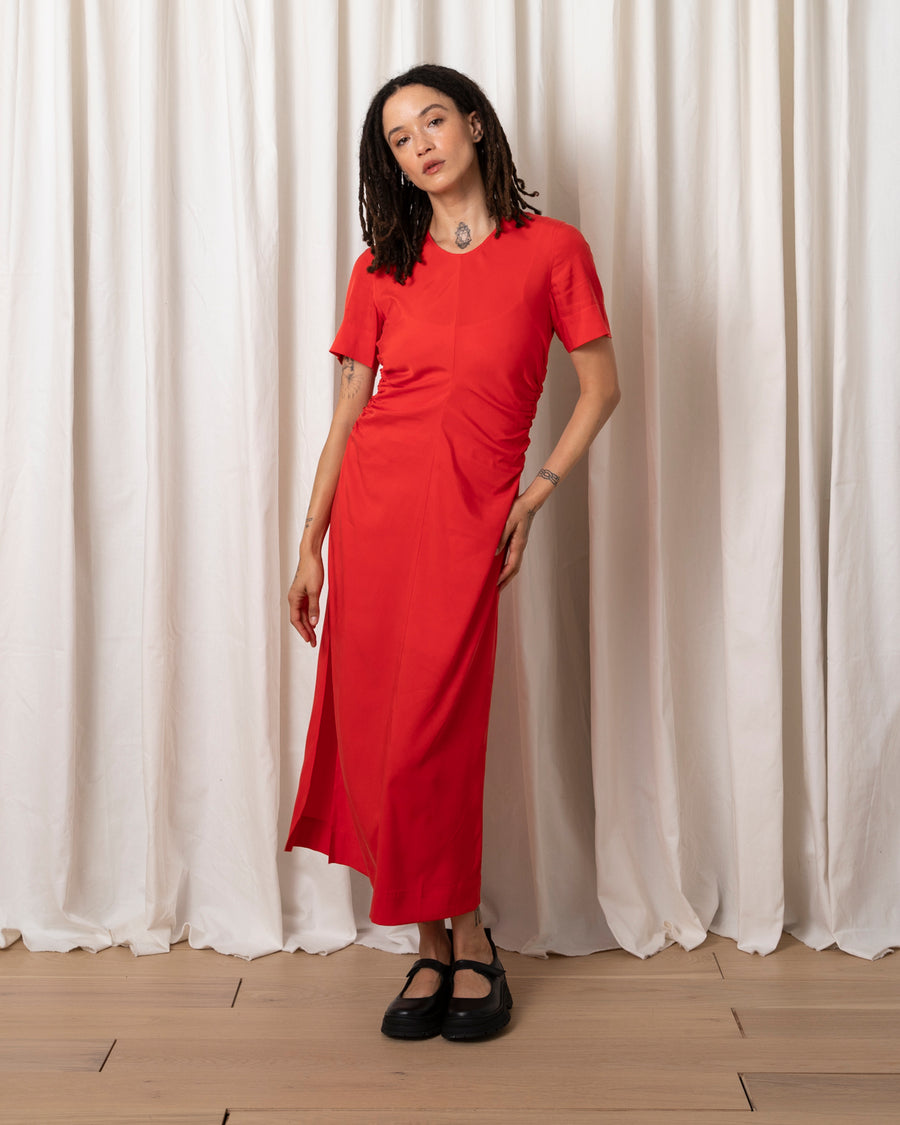 SIDE RUCHED FORM DRESS - POPPY