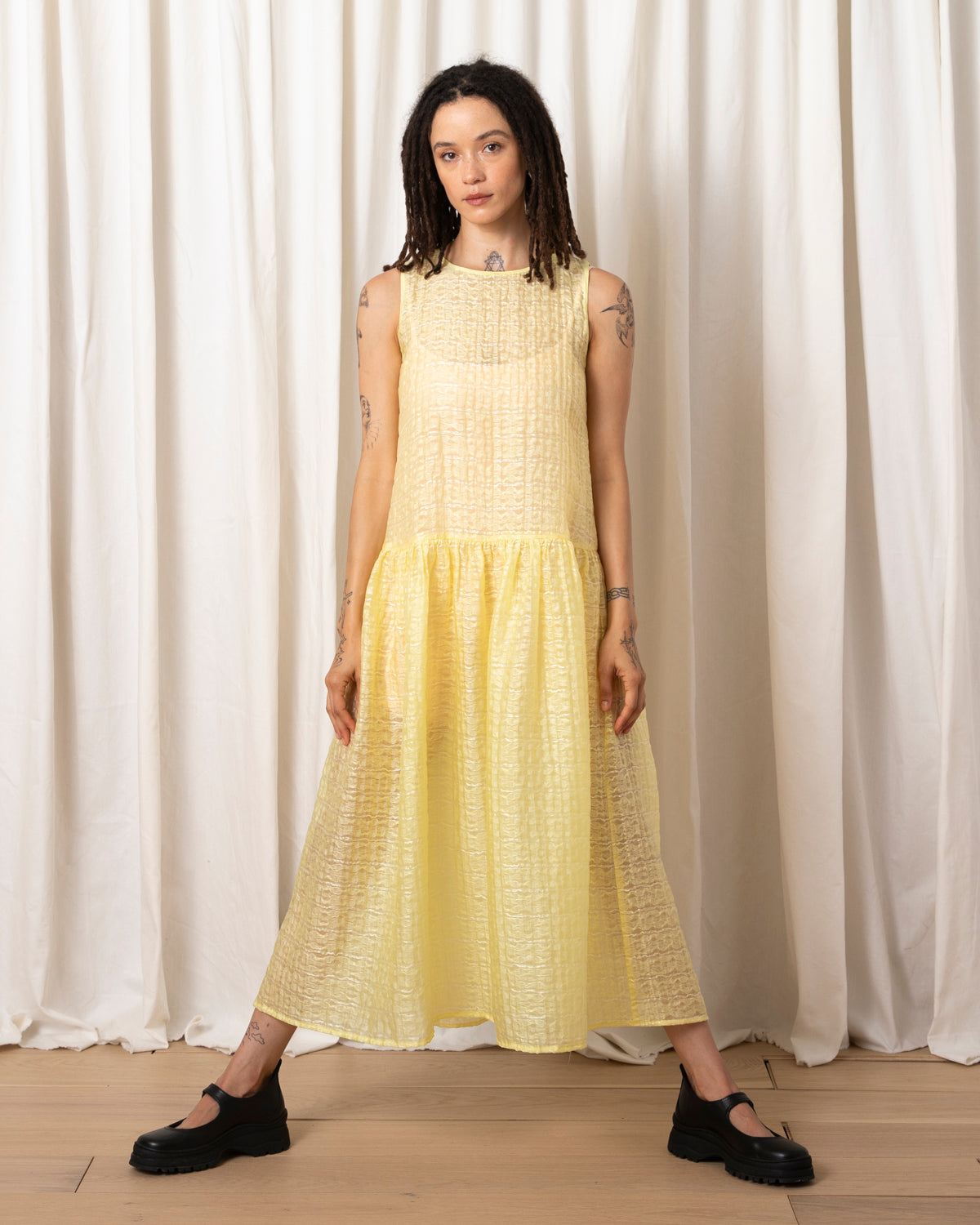 DROP WAIST TANK DRESS - LEMON