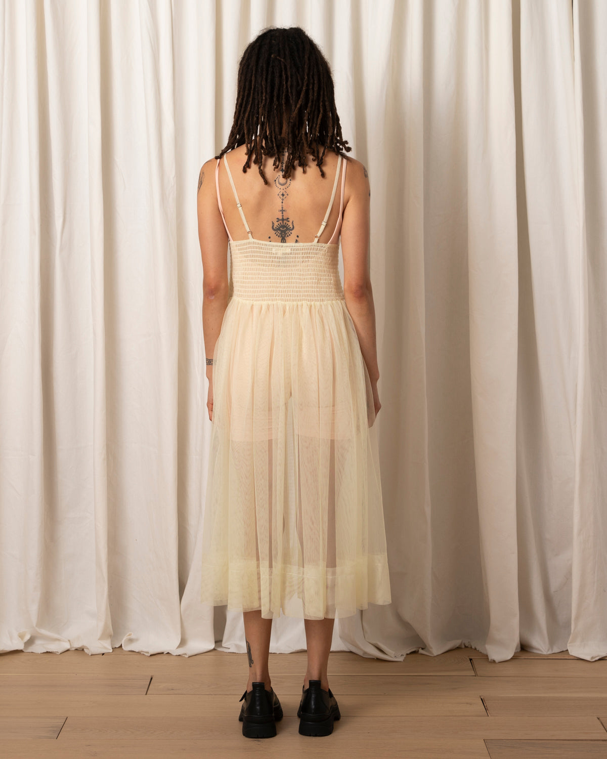 MESH BALLERINA DRESS - BUTTER