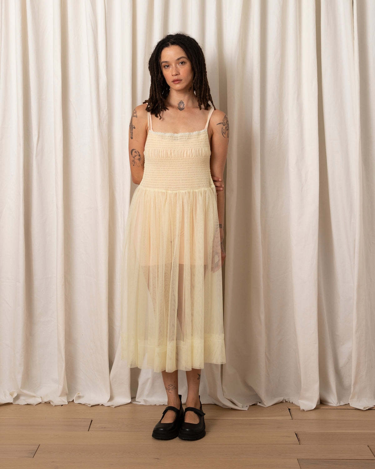 MESH BALLERINA DRESS - BUTTER