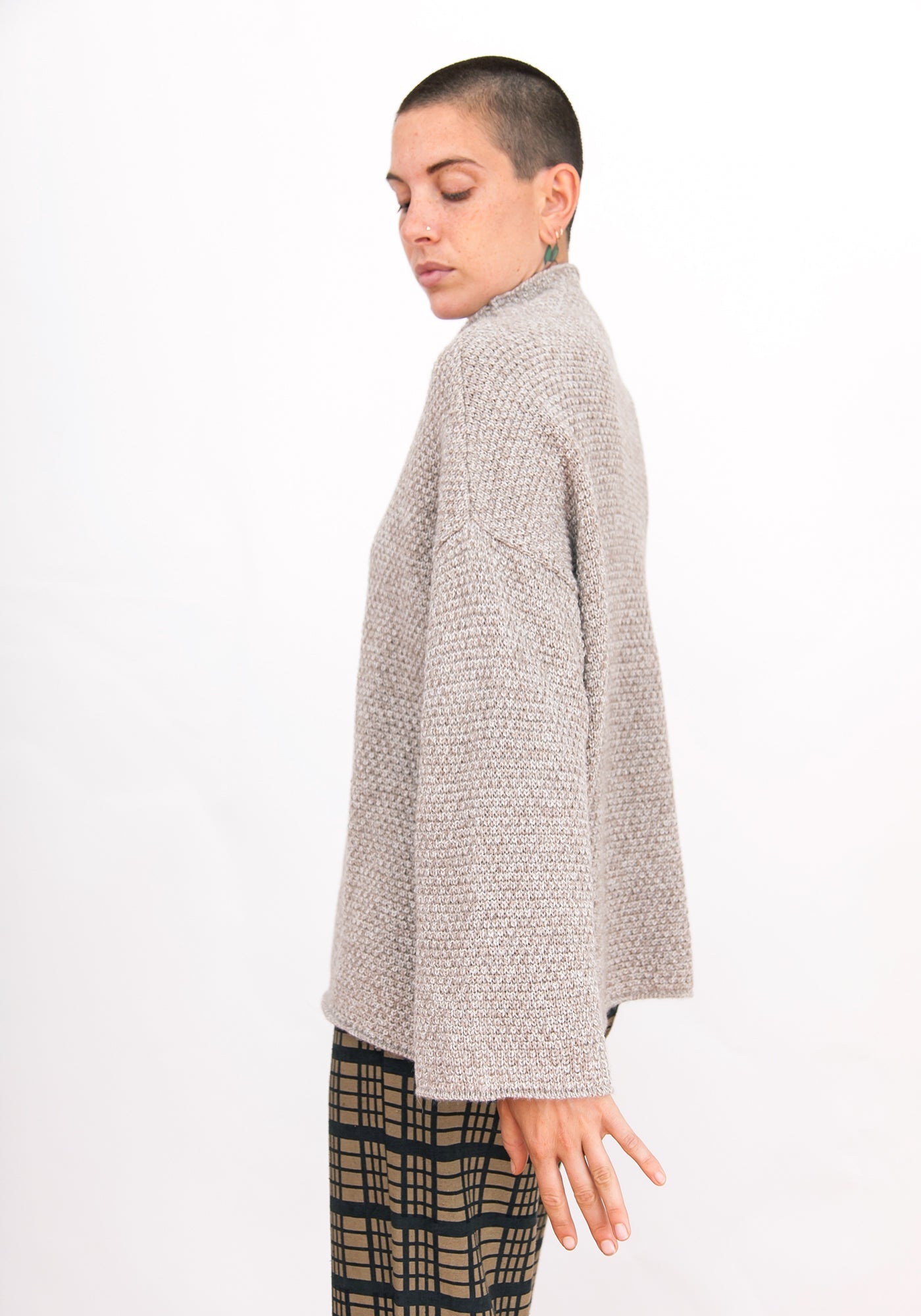 SAMPLE - ALPACA BLEND MOCK TURTLENECK - TAUPE MELANGE